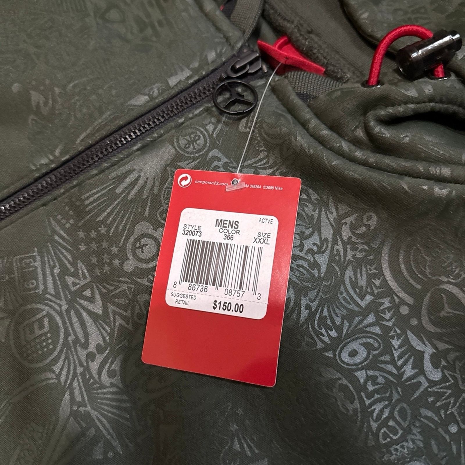Jordan Brand 2008 Air Jordan Olive Green Zip Up Hoodie Sweatshirt Size US XXL / EU 58 / 5 - 11 Thumbnail