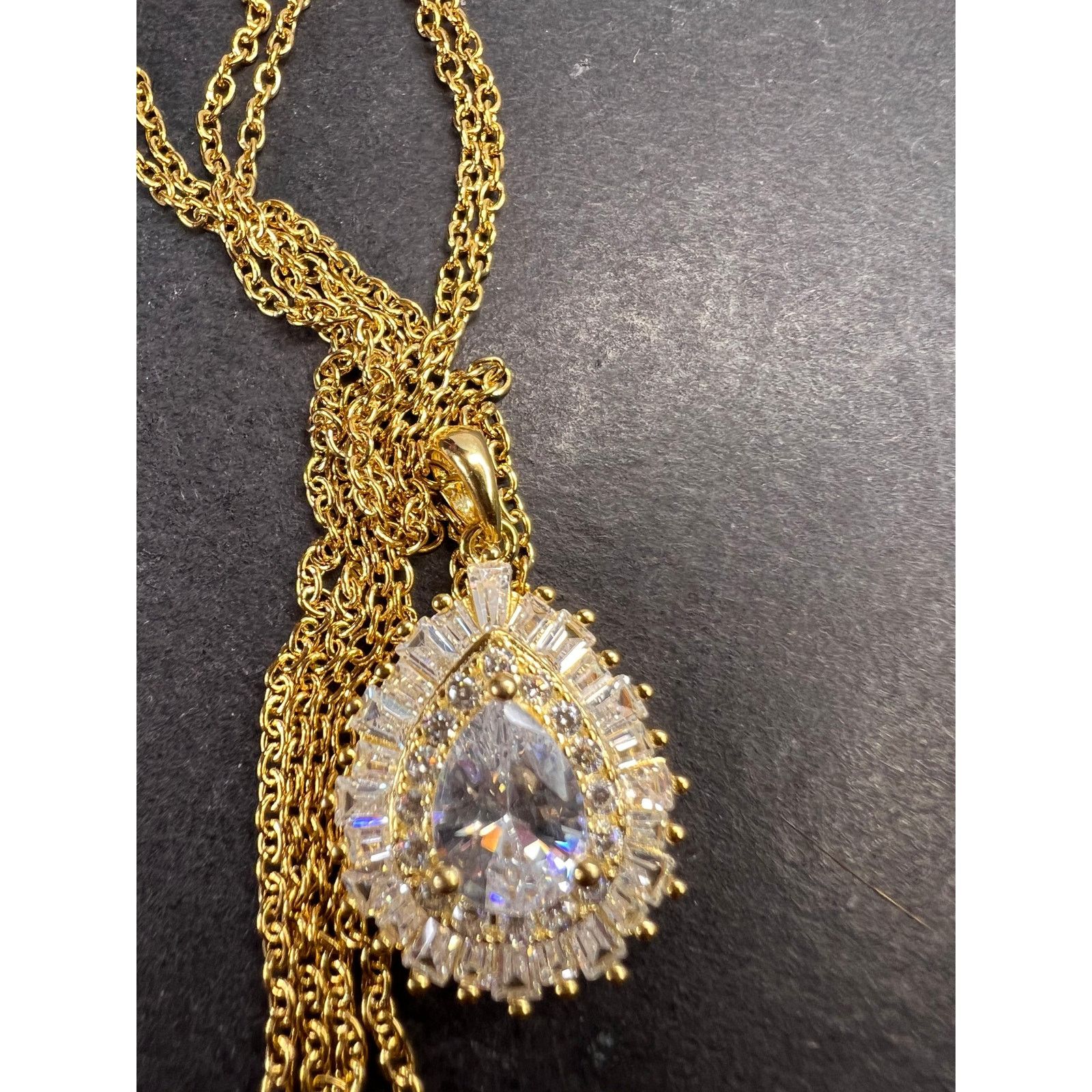 Other CZ ygp over 925 pendant with ygp over stainless steel chain Size ONE SIZE - 3 Thumbnail