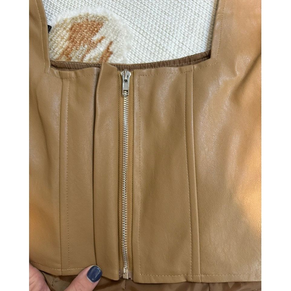 Nasty Gal Nasty Gal Women's Tan Faux Leather Corset Size XL / US 12-14 / IT 48-50 - 3 Thumbnail