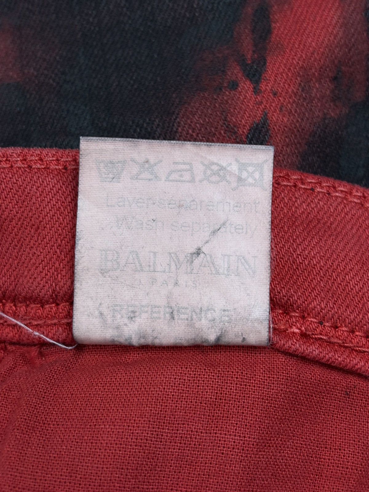 Balmain S/S 2011 Christophe Decarnin Red Washed-out Biker Jeans Size 30" / US 8 / IT 44 - 15 Thumbnail