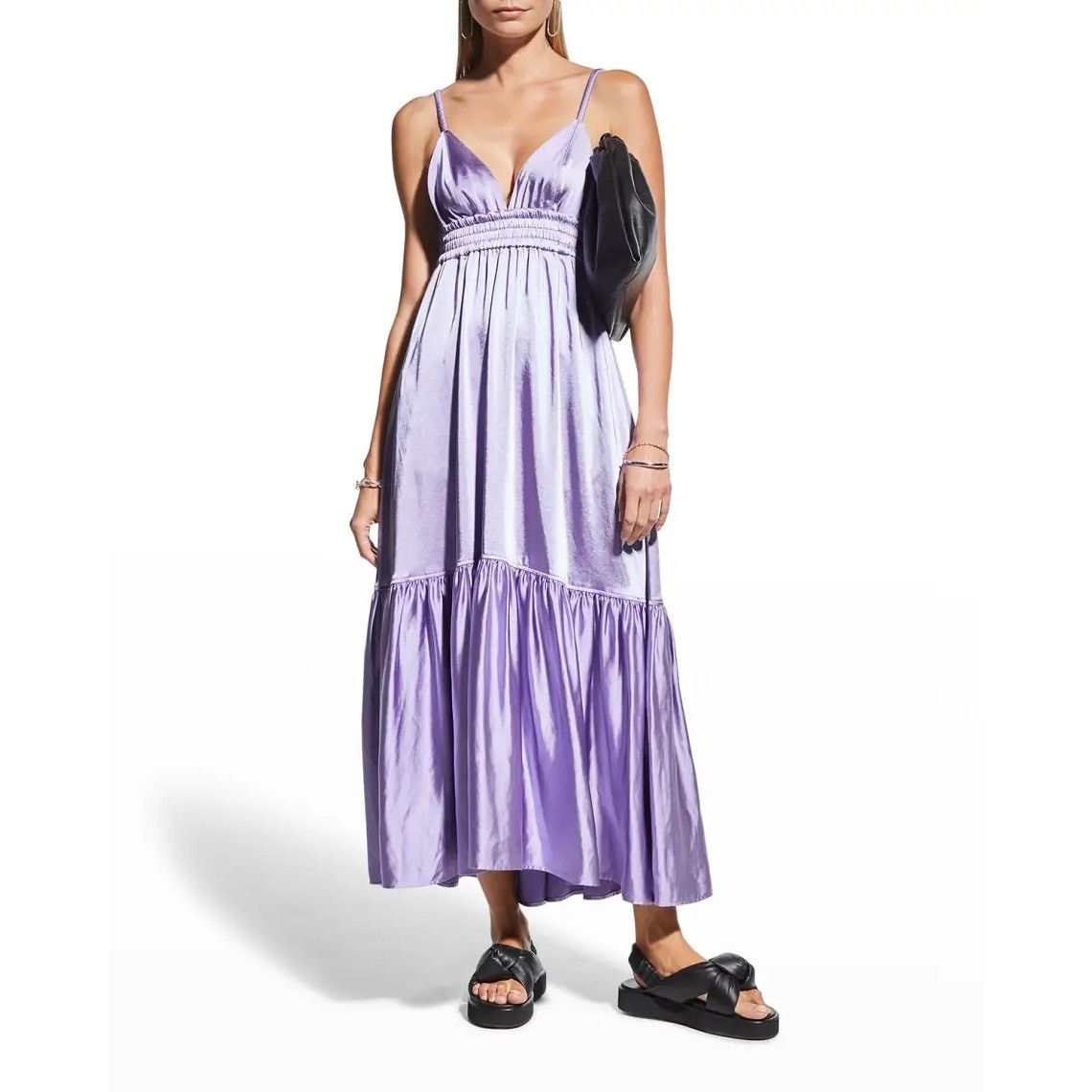 A.L.C. ALC A.L.C. Rhodes Cut-Out Satin Midi Dress Purple size 14 Size XL / US 12-14 / IT 48-50 - 5 Thumbnail