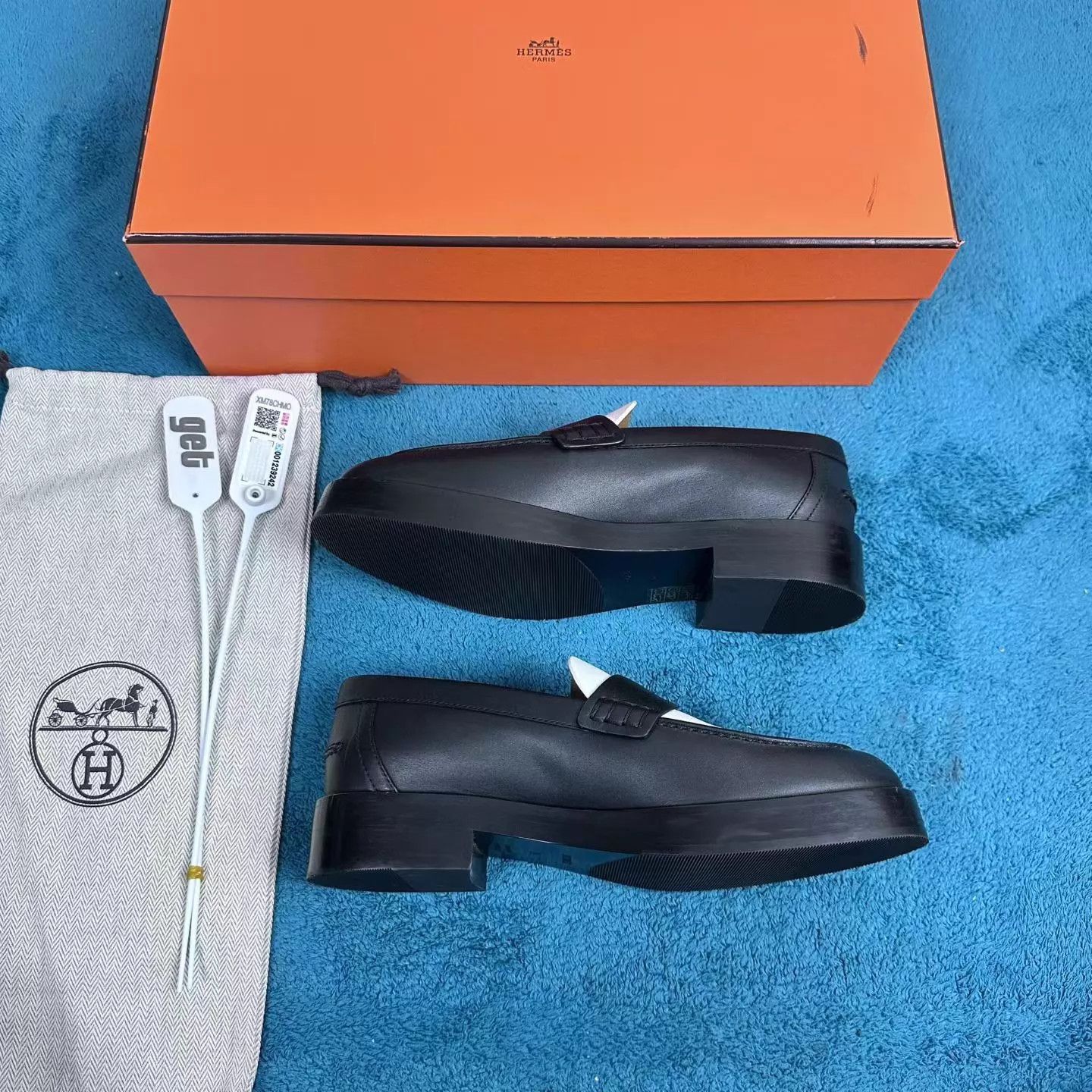 Hermes Hermès Hour Top-Grain Leather Loafer Black/White 36 Size US 5.5 / IT 35.5 - 3 Thumbnail