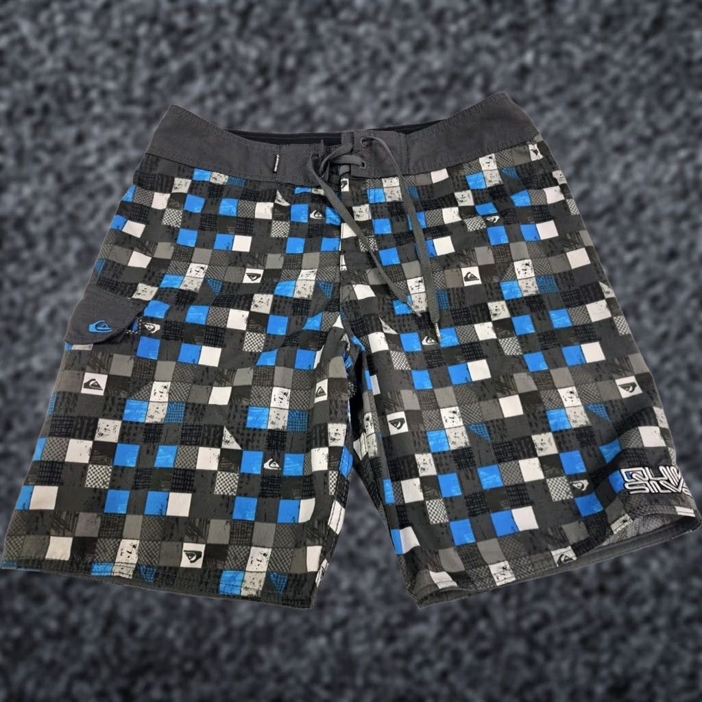 Quiksilver Quicksilver Board Shorts Men's Multicolor Checkered 32 Regular 8" Inseam Drawstring Side Pocket Logo Embroidered Beach Surf Size US 32 / EU 48 - 1 Thumbnail