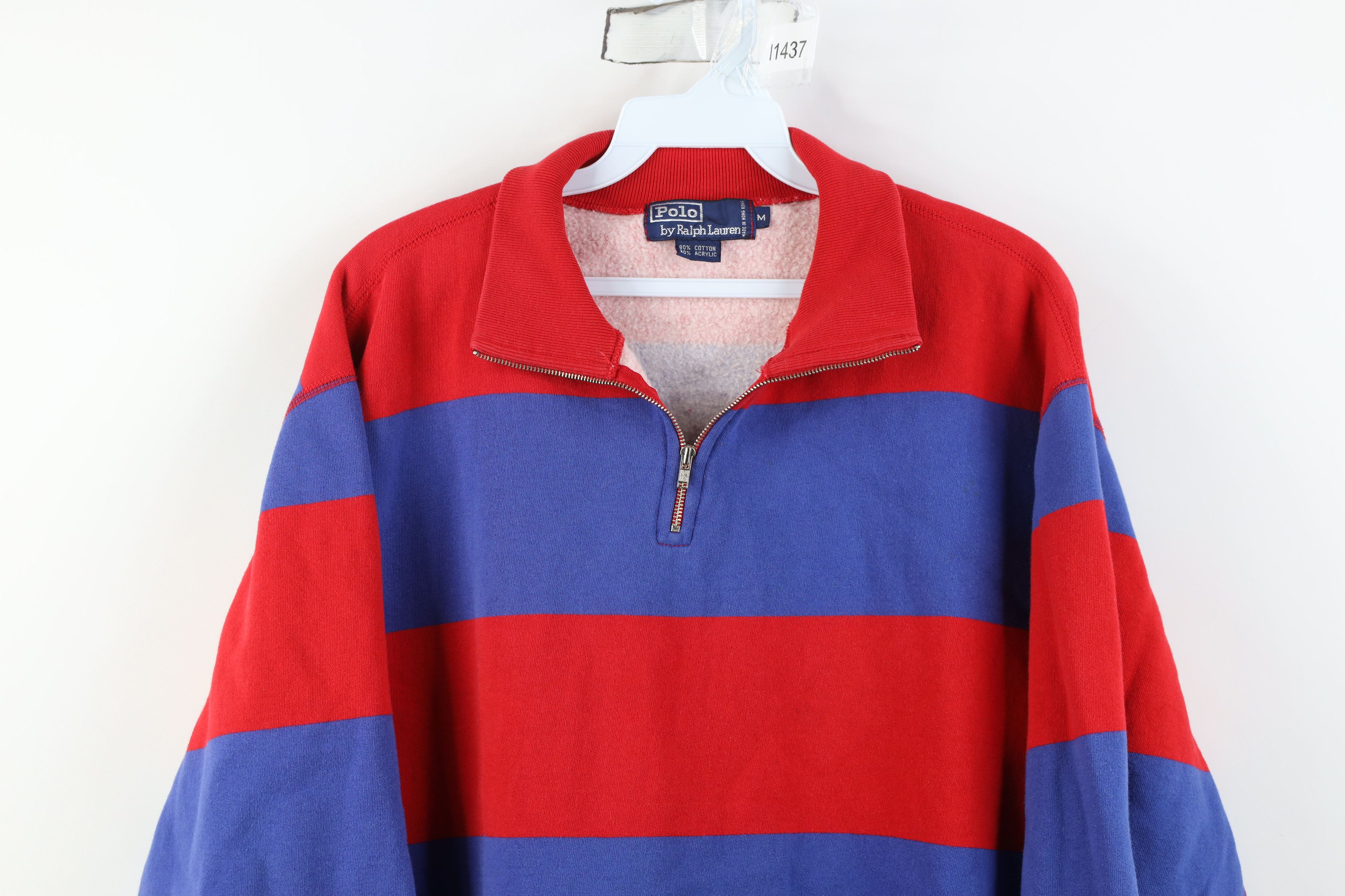 Polo Ralph Lauren Vintage 90s Ralph Lauren Striped 1/4 Half Zip Sweatshirt Size US M / EU 48-50 / 2 - 2 Thumbnail