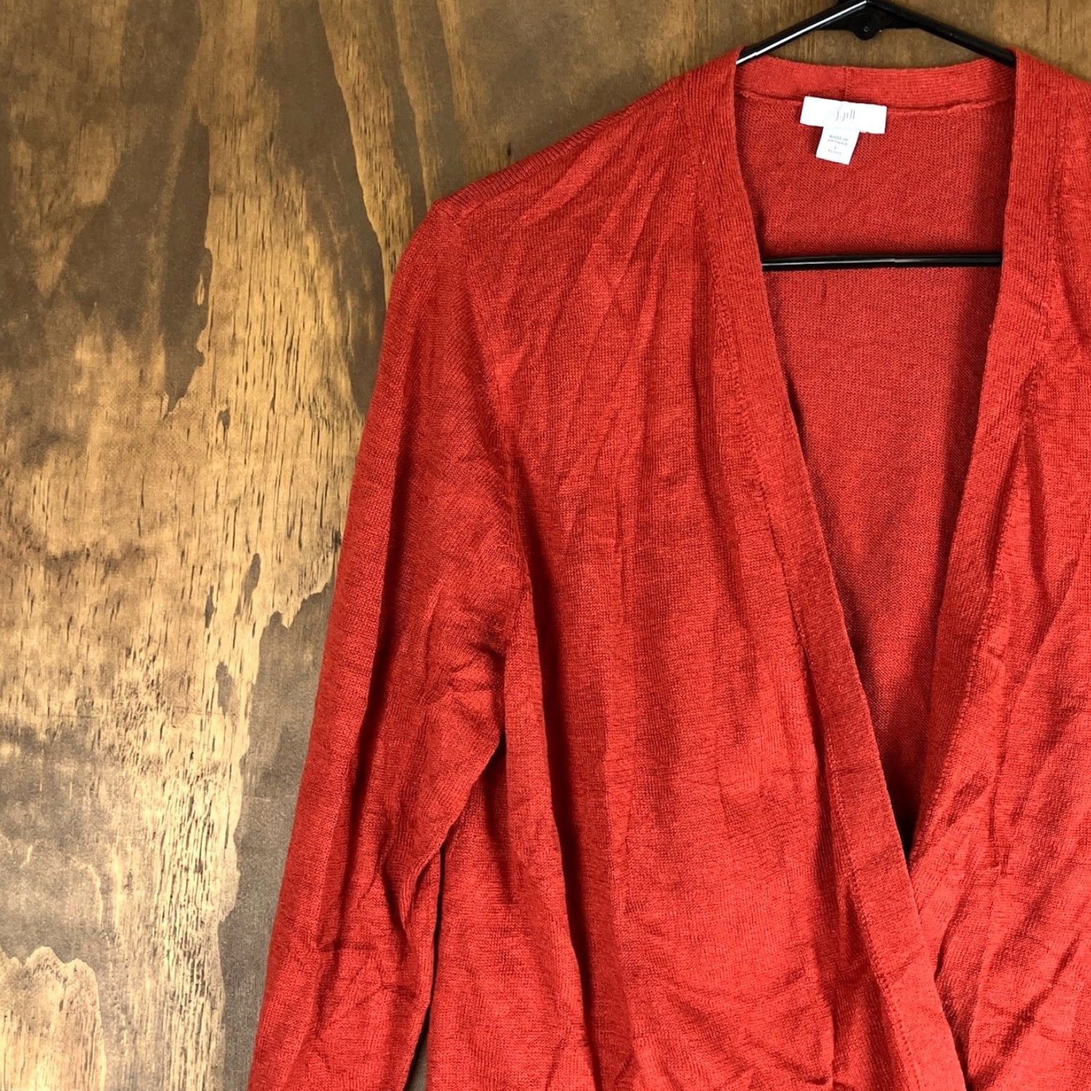 Vintage J Jill Womens Cardigan Orange Linen Blend Open Front Lightweight Knit Petite Long Sleeve Lightweight Cardigan Womens Size L / US 10 / IT 46 - 4 Thumbnail