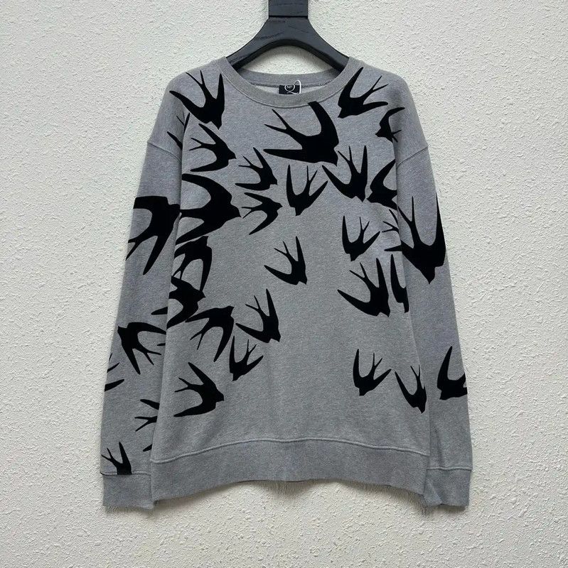Alexander McQueen Alexander McQueen Gray Cotton Graphic Long Sleeve Sweatshirt 0089 Size S / US 4 / IT 40 - 1 Thumbnail