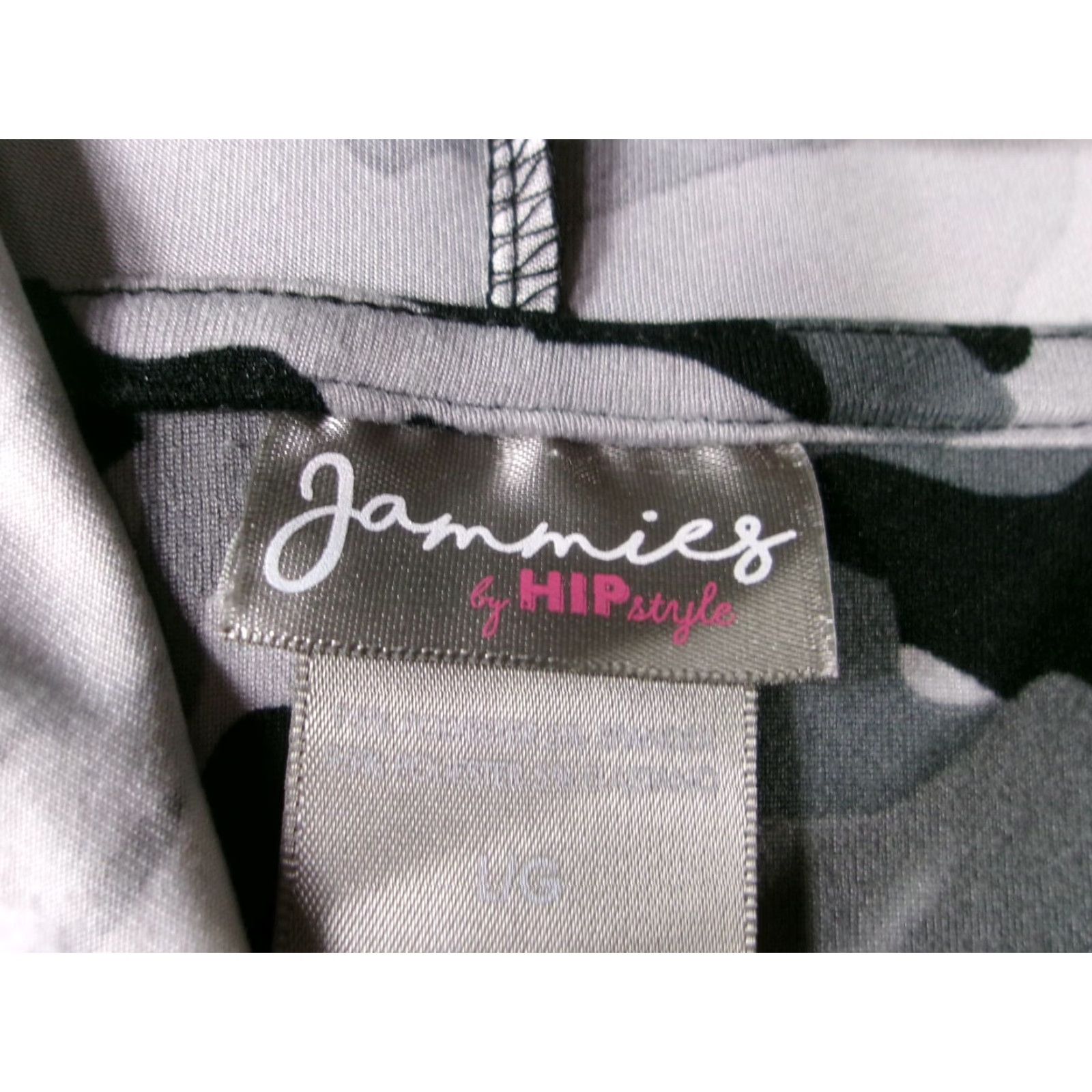 Vintage Jammies by HIPstyle Hoodie Womens L Gray Black White Camouflage Hood Pullover Zip Full Zip Pockets Hooded Drawstring Ribbed Cuff Polyester Spandex Size L / US 10 / IT 46 - 6 Thumbnail