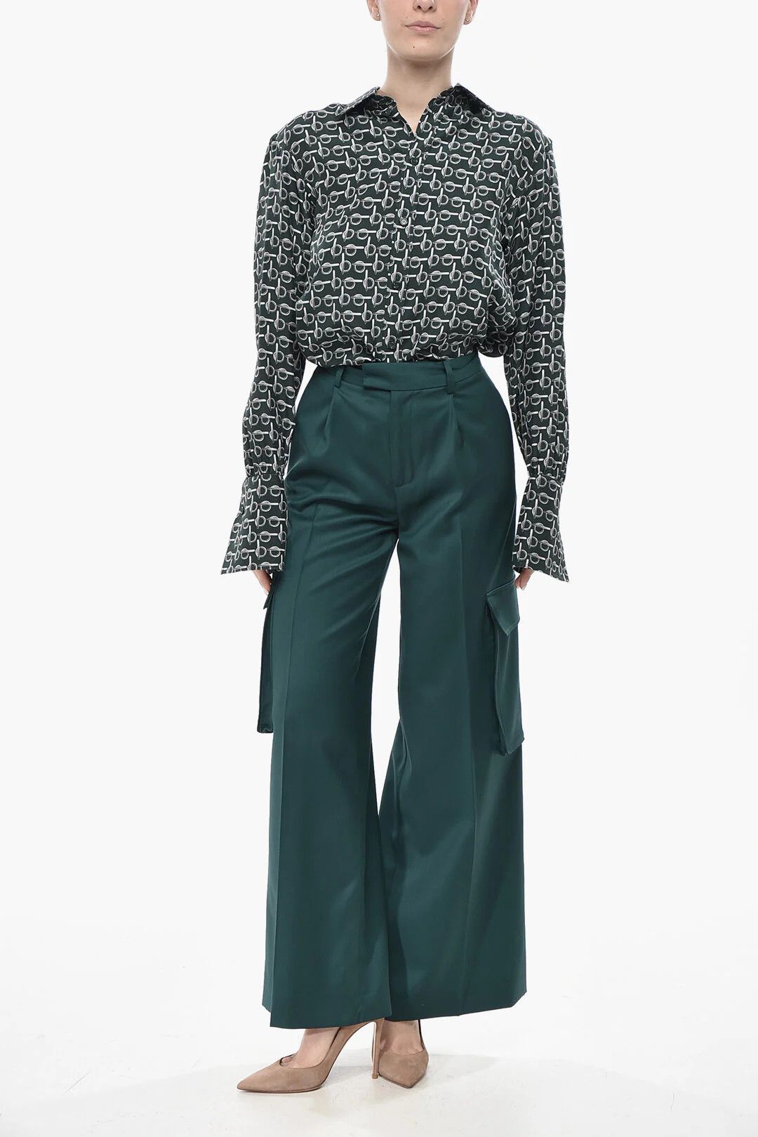 Amiri og1mm0426 Wool Cargo Pant in Green Size 40" / US 18 - 4 Thumbnail