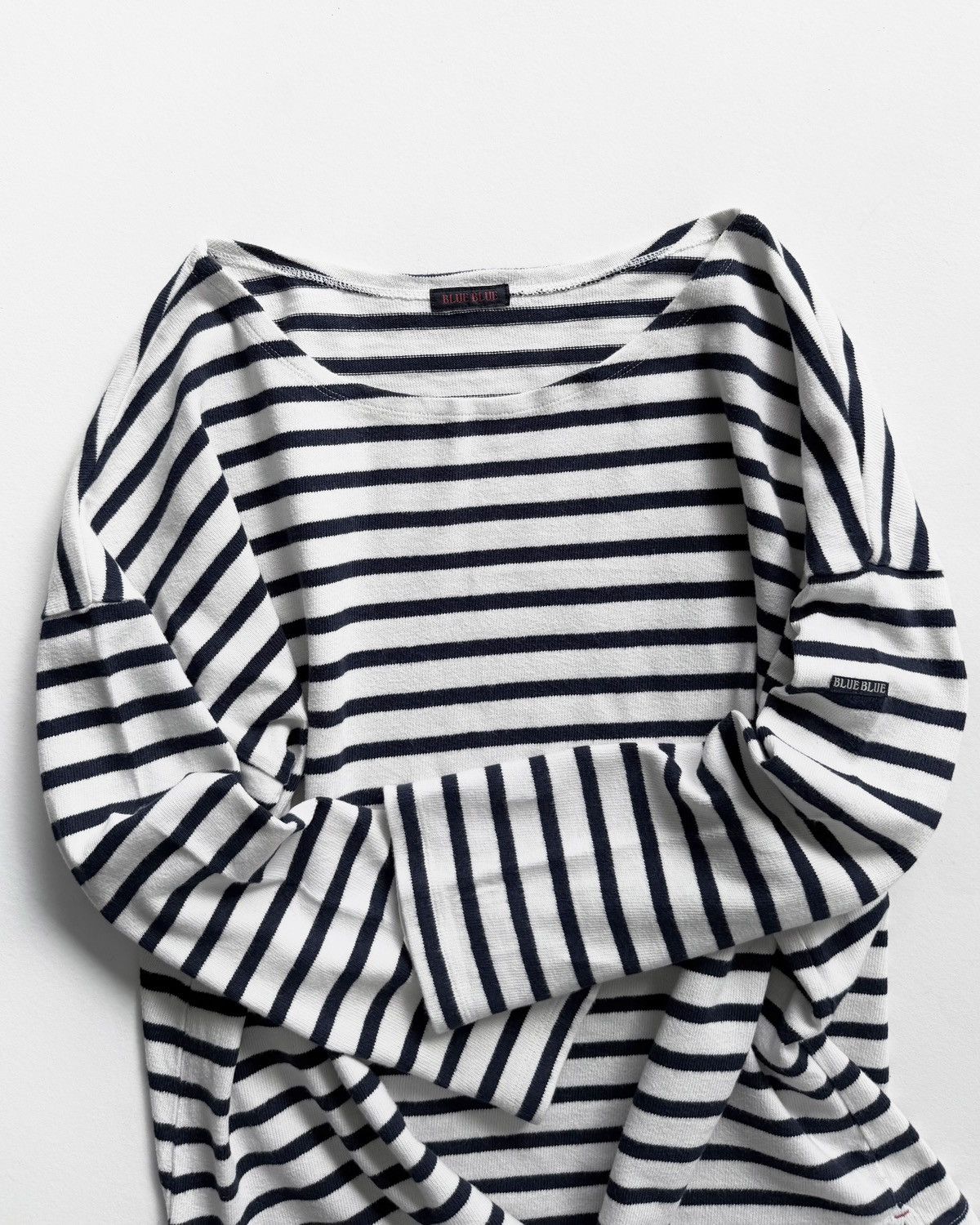 Blue Blue Japan BLUE BLUE BRETON NAVY OVERSIZE CROPPED SHIRT Size L / US 10 / IT 46 - 1 Thumbnail