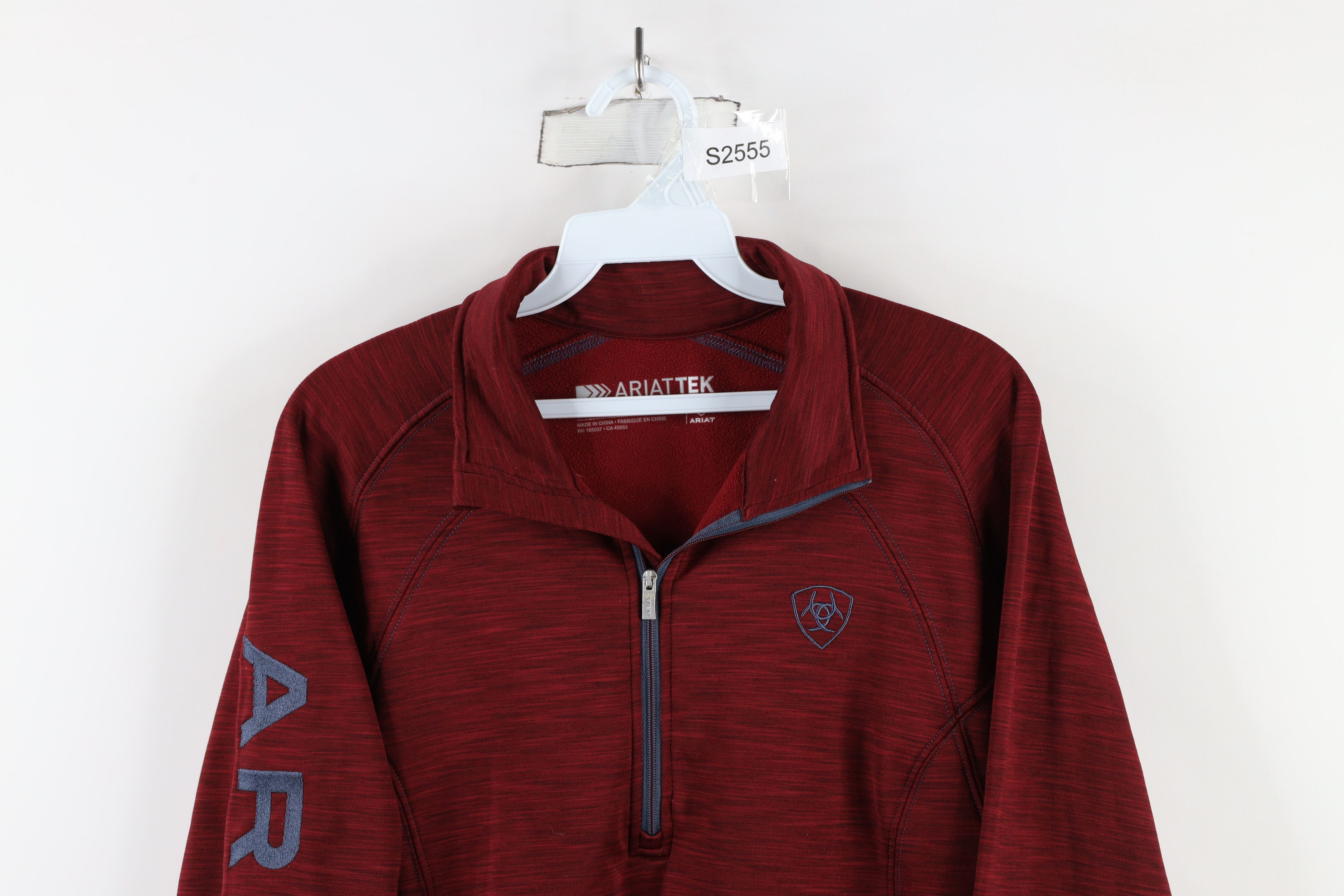 Ariat × Vintage Ariat Tek Series Spell Out Half Zip Pullover Sweatshirt Red Size L / US 10 / IT 46 - 2 Thumbnail