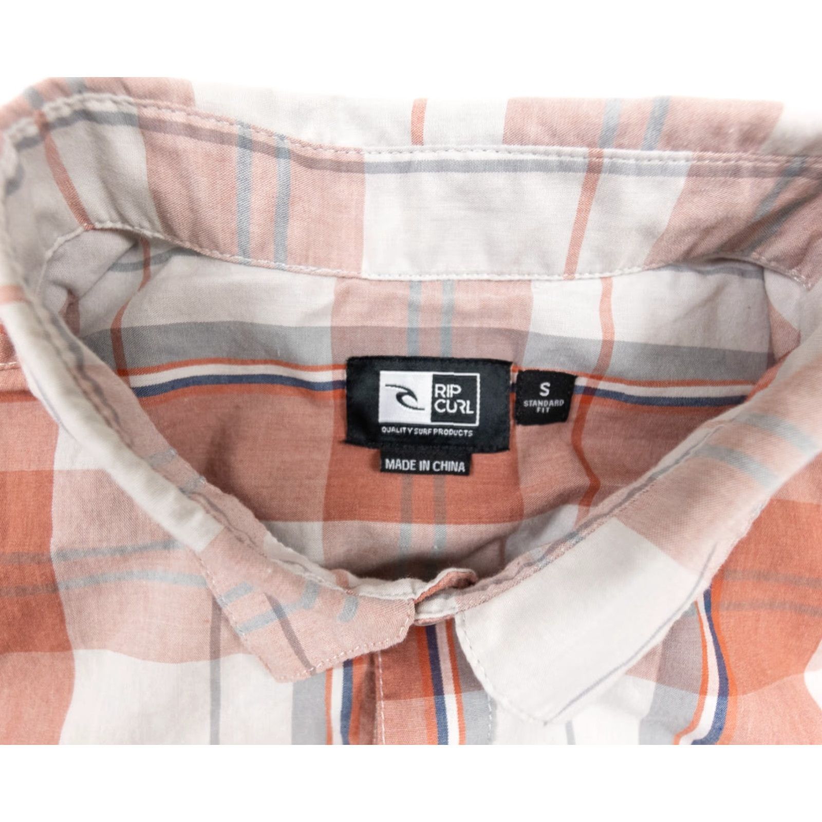 Rip Curl RIP CURL Shirt Adult Small Orange Plaid Short Sleeve Button-Down Surf Brand Mens Size US S / EU 44-46 / 1 - 4 Thumbnail