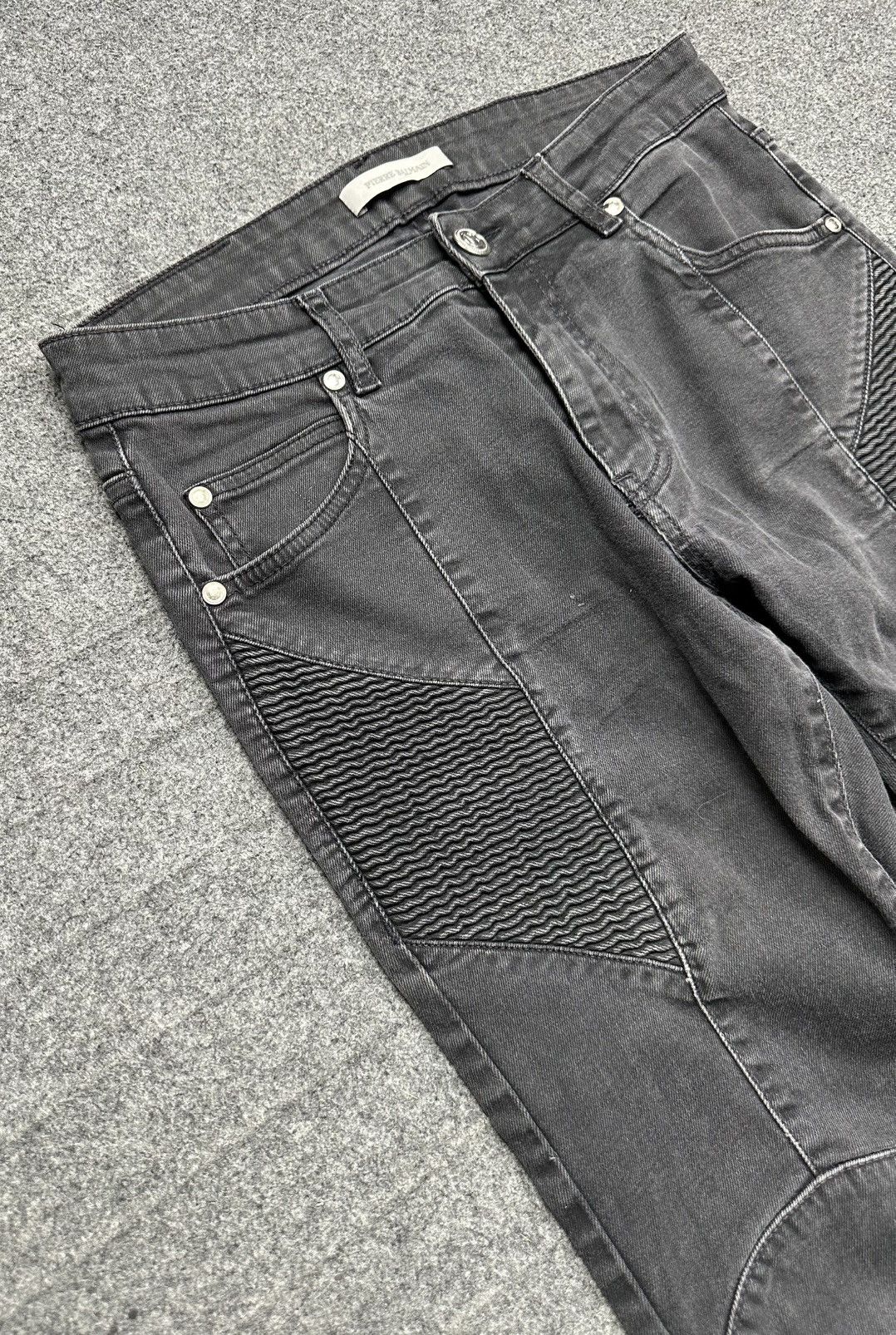 Pierre Balmain Pierre Balmain - Men’s Moto Biker - Washed Black Denim Jeans Size US 32 / EU 48 - 4 Thumbnail