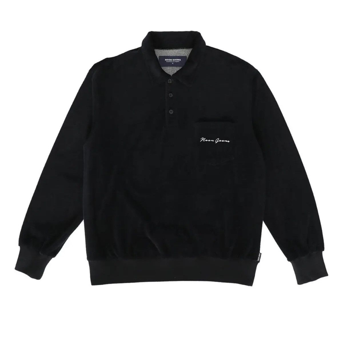 Noon Goons Velour Long Sleeve Polo Shirt Black