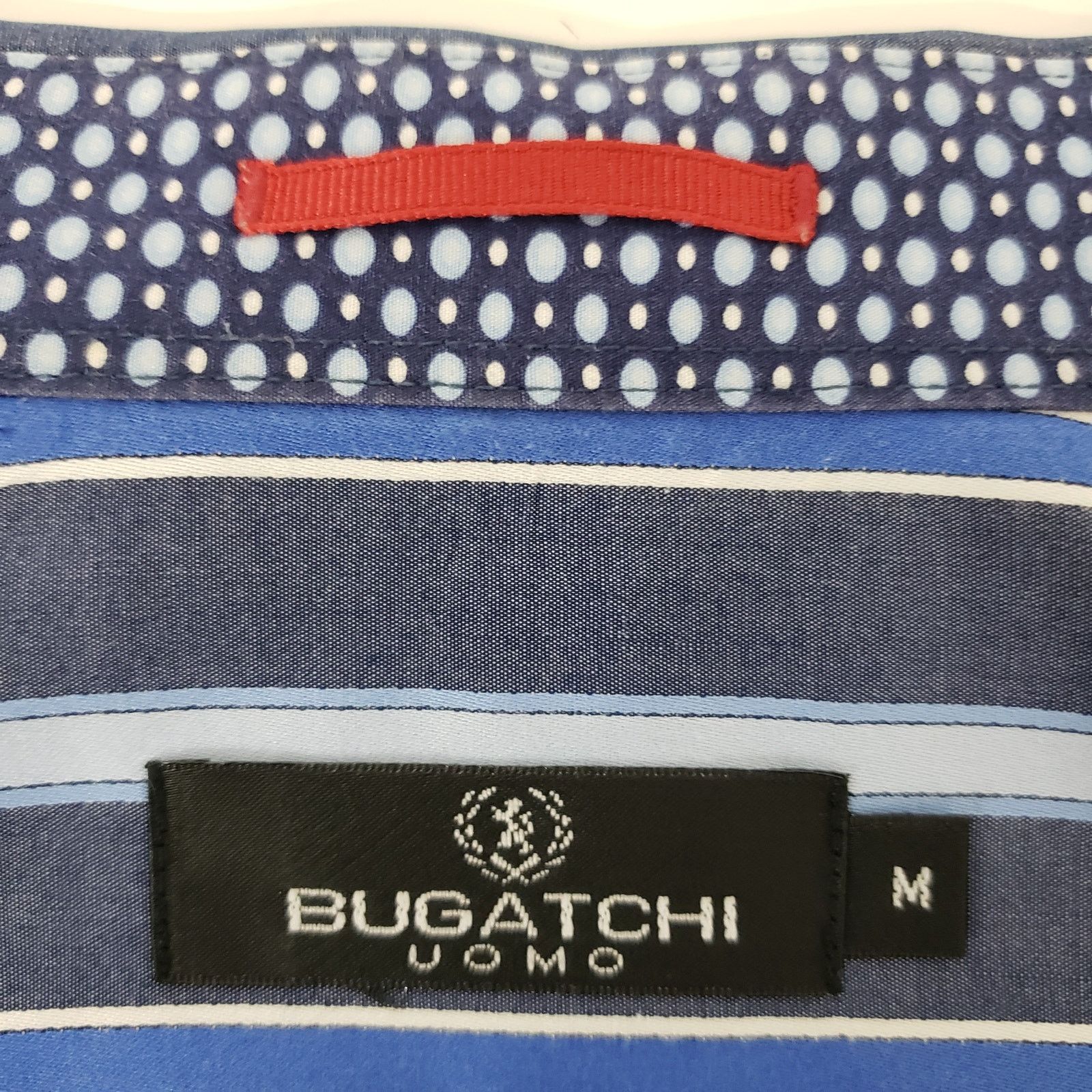 BUGATCHI Bugatchi Uomo Dress Shirt M Striped Contrast Flip Cuff L/S Size US M / EU 48-50 / 2 - 12 Thumbnail