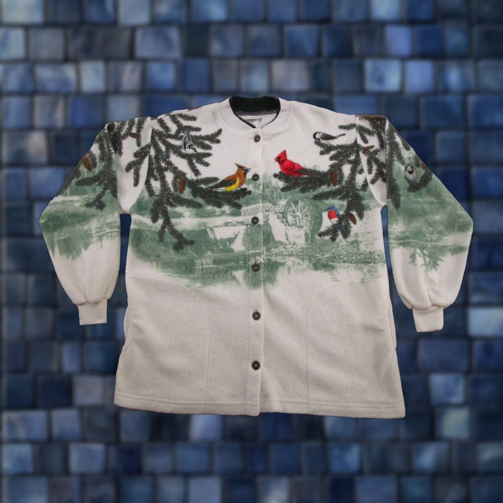 Vintage VINTAGE Artisans Sweatshirt Womens M All Over Print Bird Winter Cardigan USA 90s Size M / US 6-8 / IT 42-44 - 1 Thumbnail