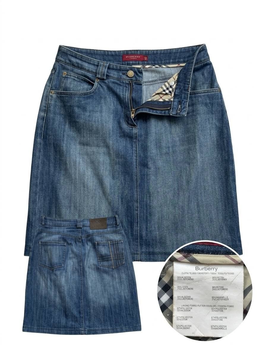 Burberry Burberry London Nova Check Denim Skirt - Size 42 (IT) Size 30" / US 8 / IT 44 - 1 Thumbnail