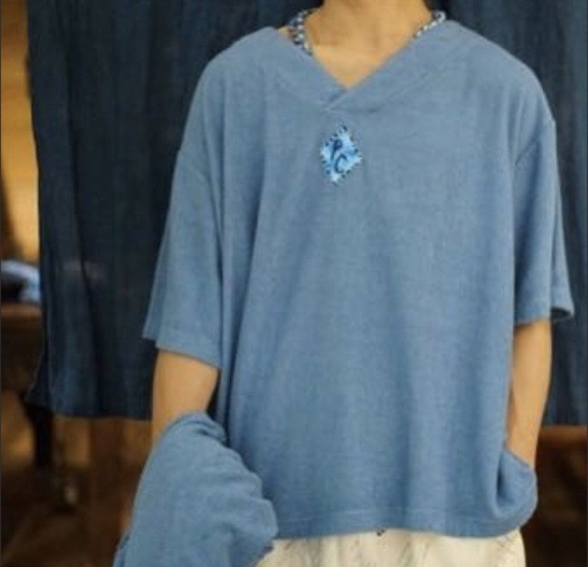 Porter Classic Porter Classic Oversize V Neck Tee Kapital Blue Blue Japan Size US M / EU 48-50 / 2 - 8 Thumbnail