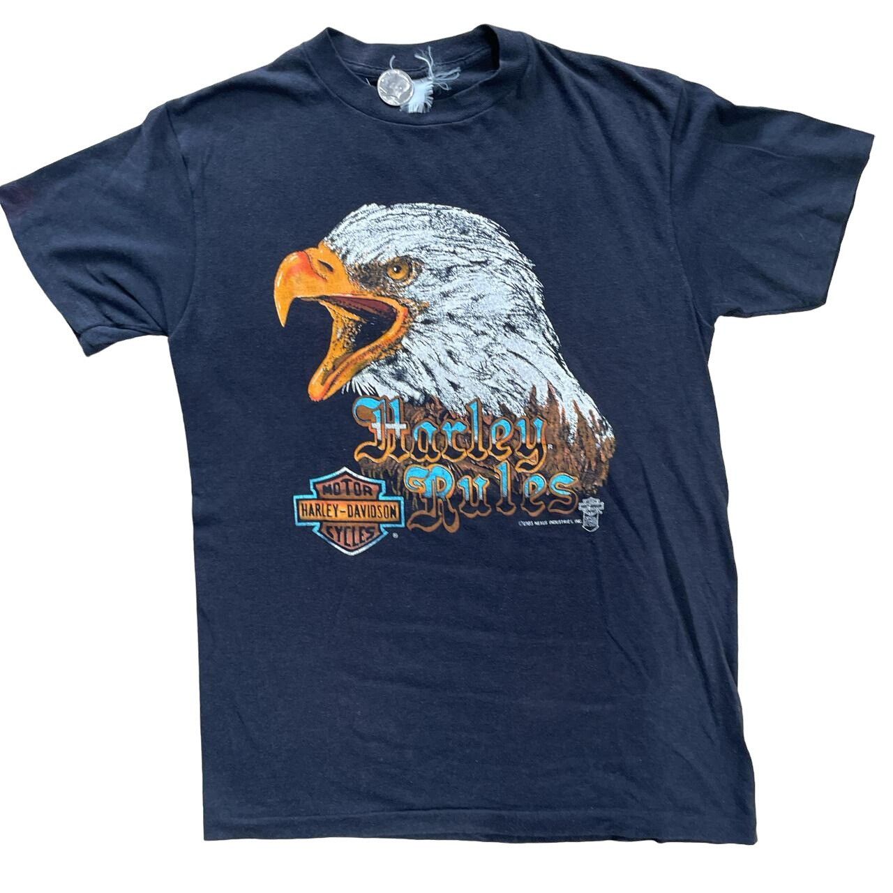 Harley Davidson × Vintage Vintage 1985 Harley Rules Eagle Single Stitch Tee Size US L / EU 52-54 / 3 - 1 Thumbnail