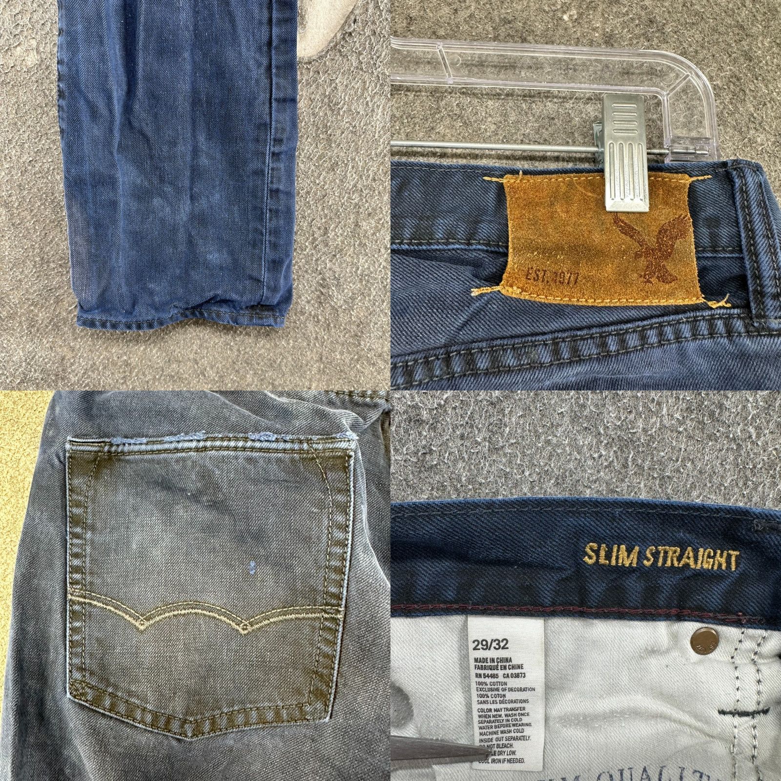 American Eagle Outfitters American Eagle Outfitters Jeans Mens 29x32 Blue Slim Fit Straight Leg Distressed Dark Wash 5-Pocket Denim Cotton N/A Cowboy Vintage No Mens Size US 29 - 8 Thumbnail