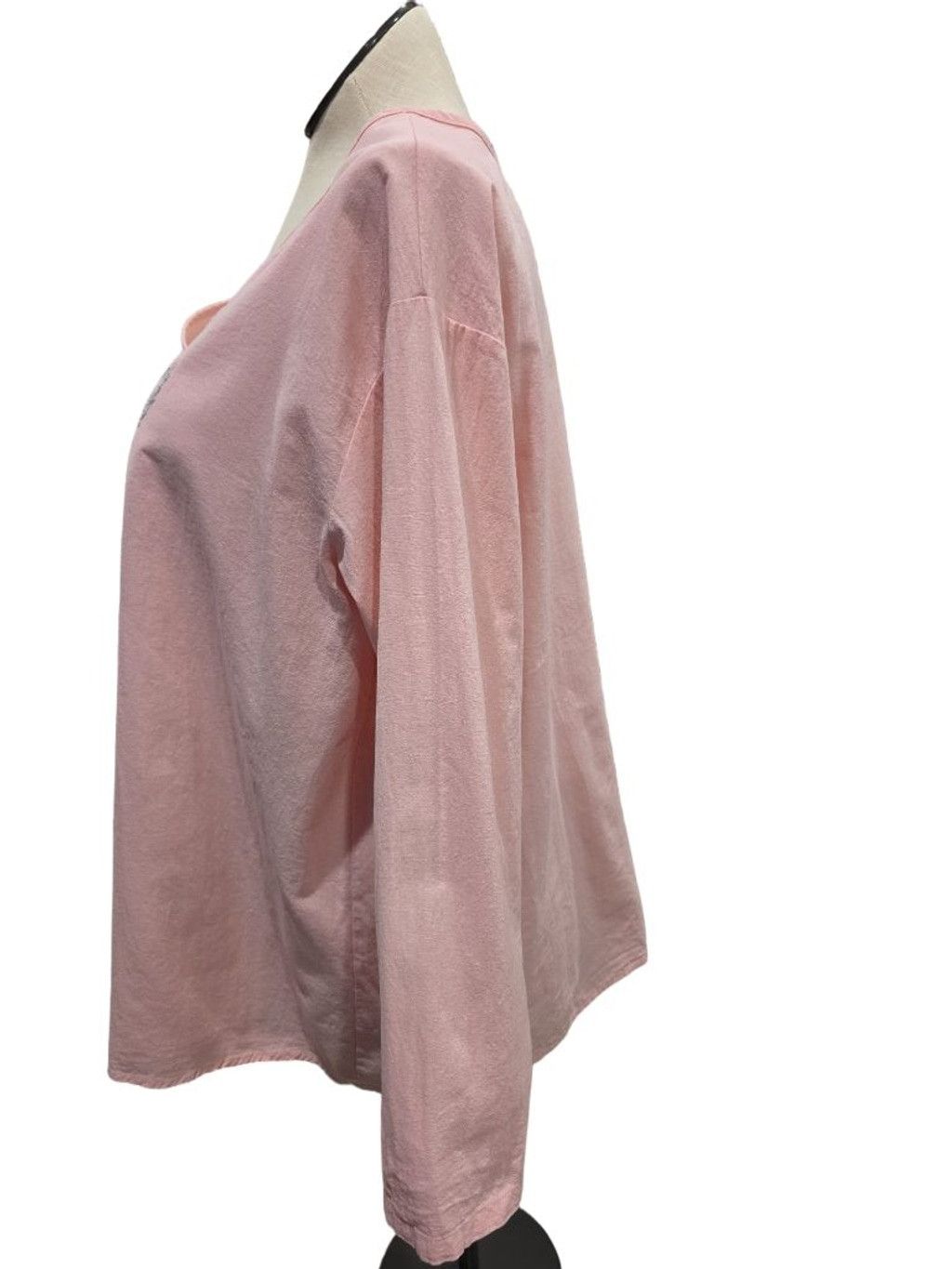 Other Women's Pink Long Sleeve Tee with Bunny Graphic, Size L Size L / US 10 / IT 46 - 2 Thumbnail