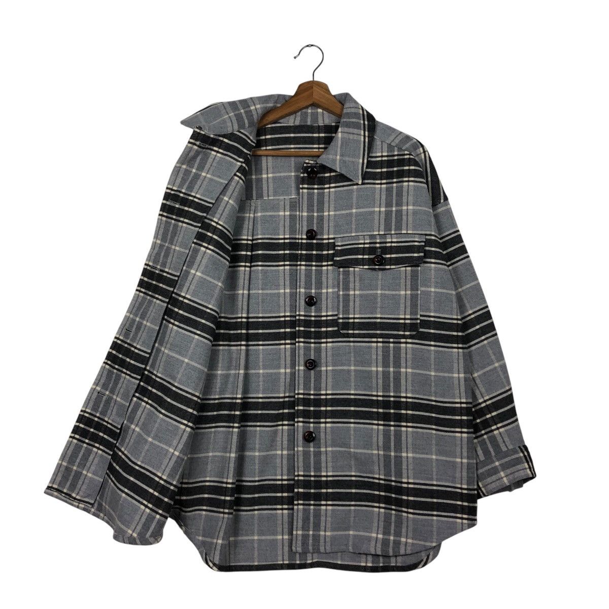 Japanese Brand × Vintage 📌Vintage Wool Button Jacket GU Japan Tartan Issey Miyake Size US L / EU 52-54 / 3 - 12 Thumbnail
