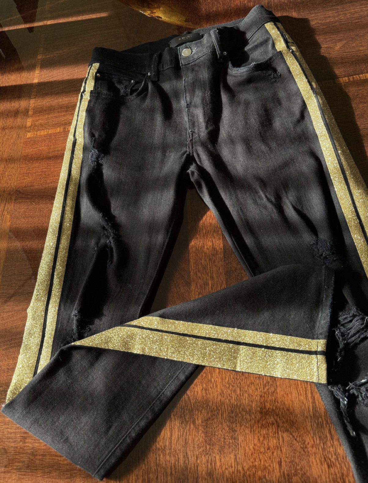 Amiri Amiri Gold Glitter Jean Size US 30 / EU 46 - 1 Thumbnail