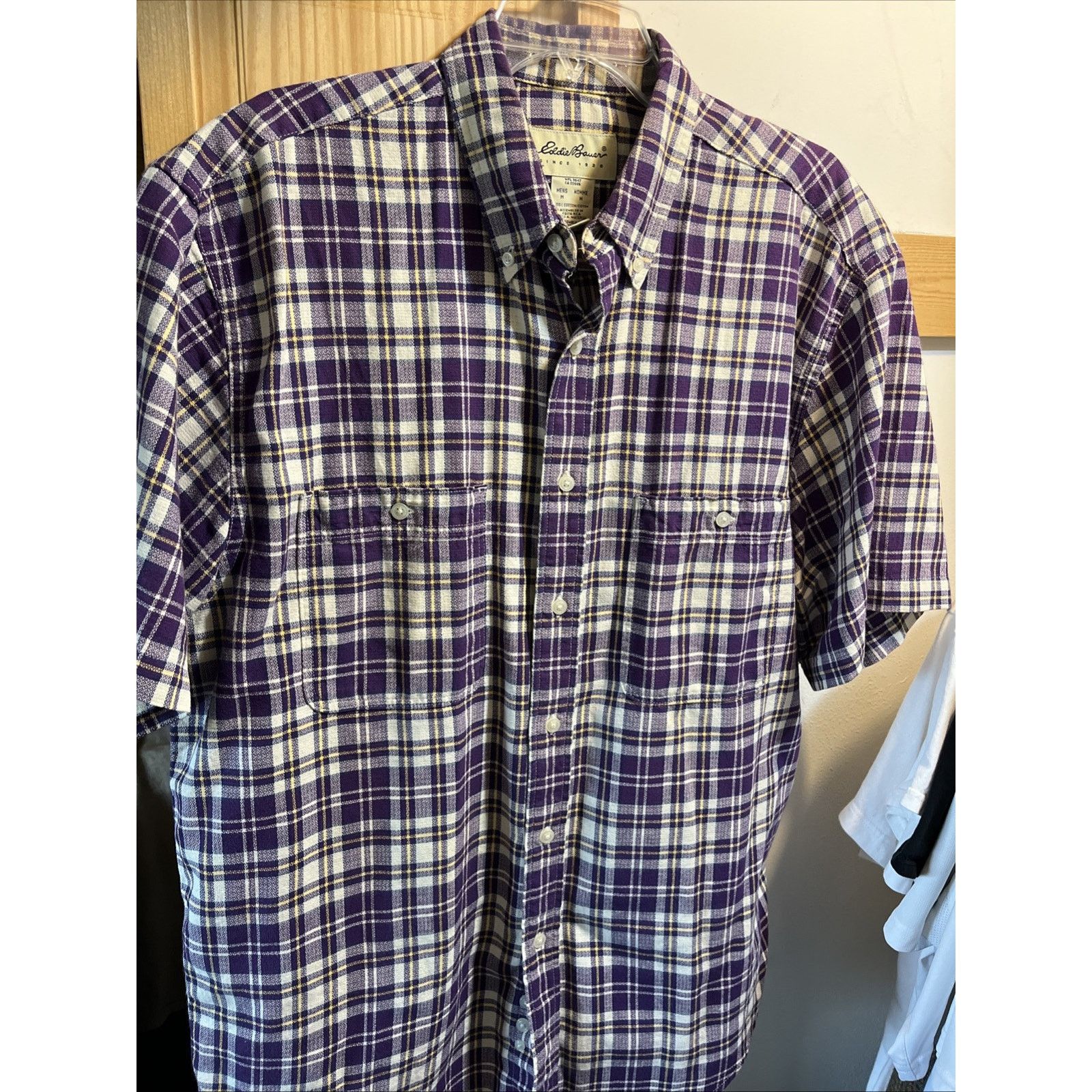 Eddie Bauer Eddie Bauer Vintage Men’s Medium Purple Plaid Cotton Shirt Size US M / EU 48-50 / 2 - 2 Thumbnail