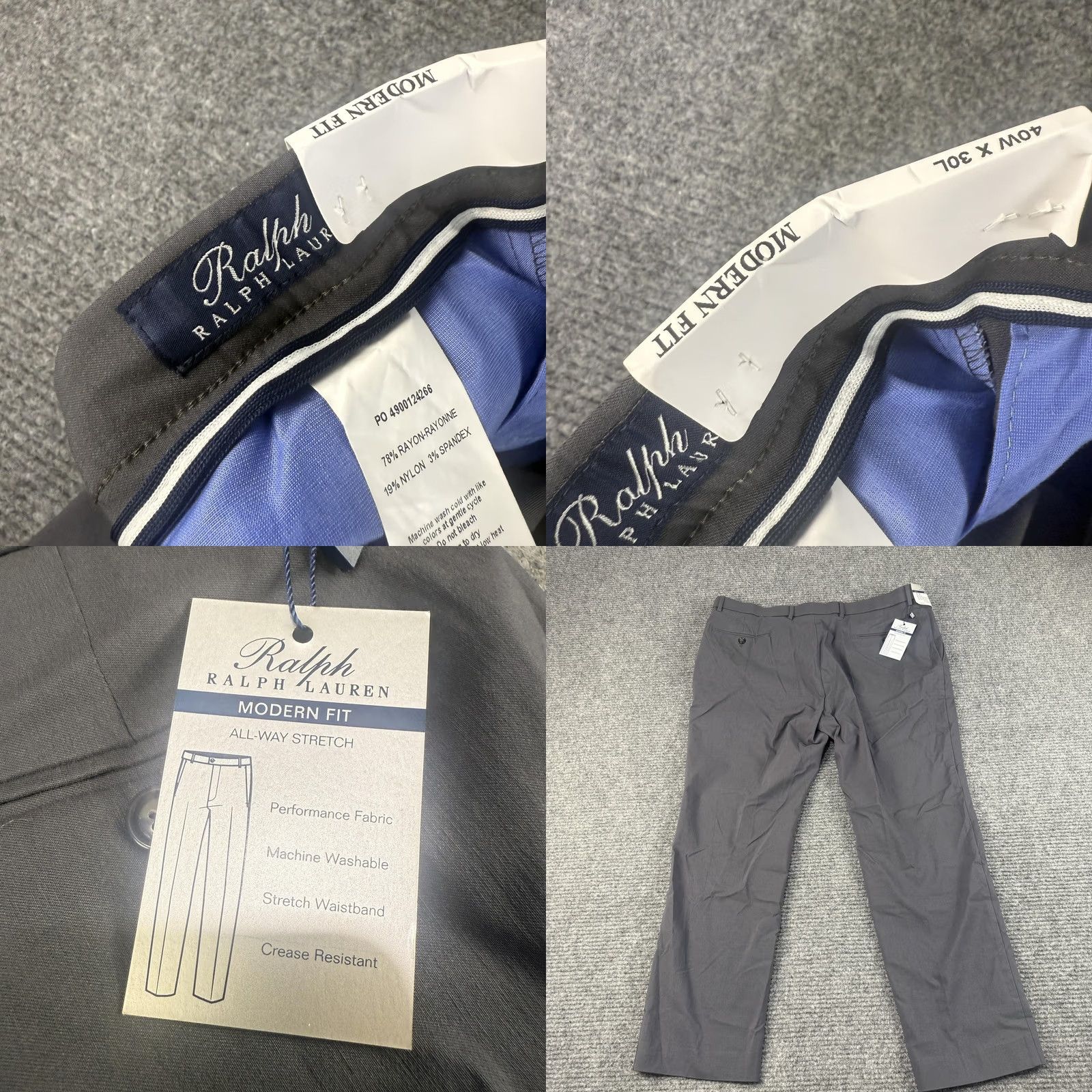 Ralph Lauren Ralph Lauren Pants Mens 40x30 Gray Modern Fit Stretch Performance Dress Work Size US 40 / EU 56 - 8 Thumbnail