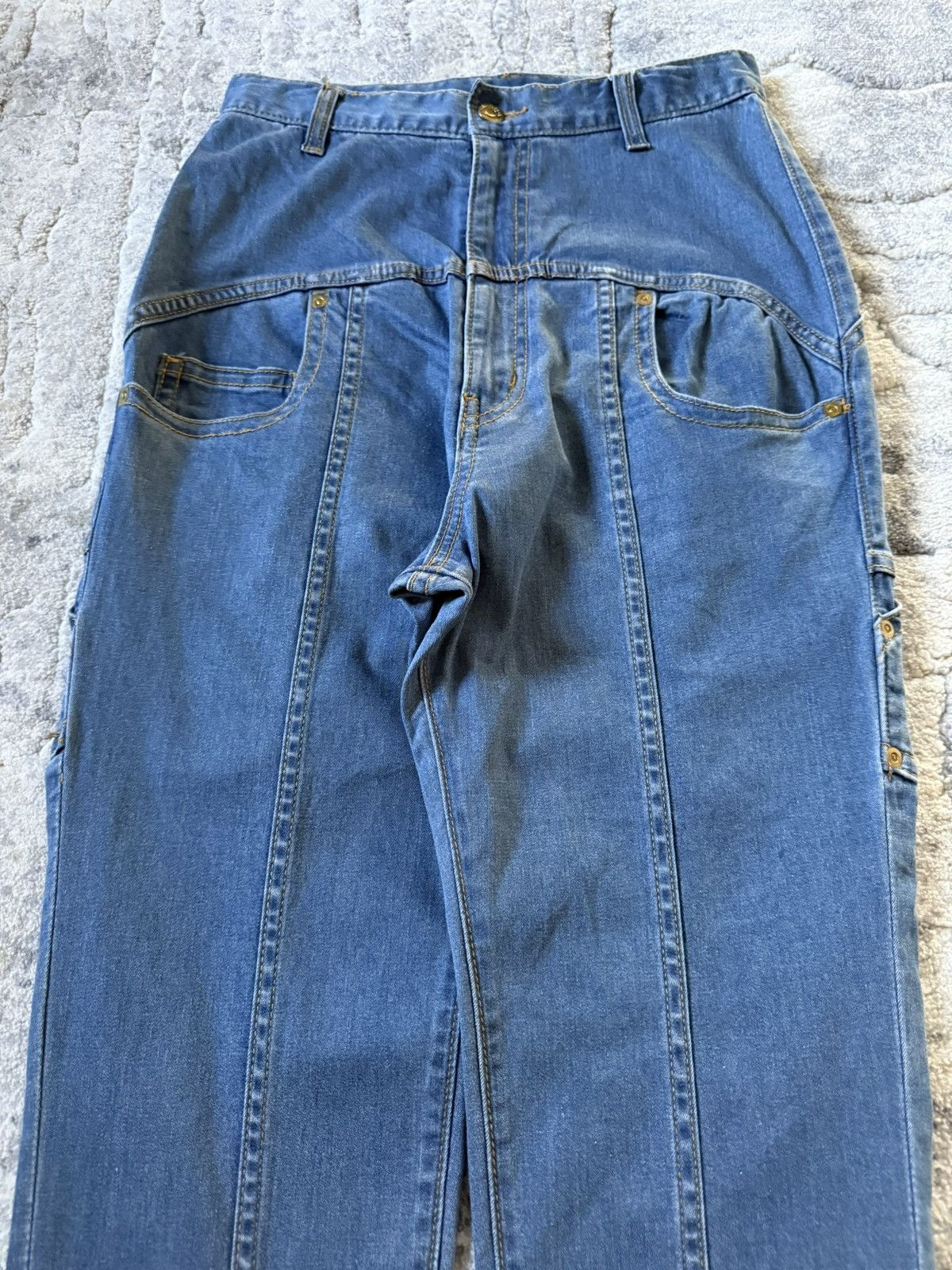 Lee × mercibeaucoup Issey Miyake Mercibeaucop Drop Crotch Multi Paneled Jeans Size US 28 / EU 44 - 3 Thumbnail