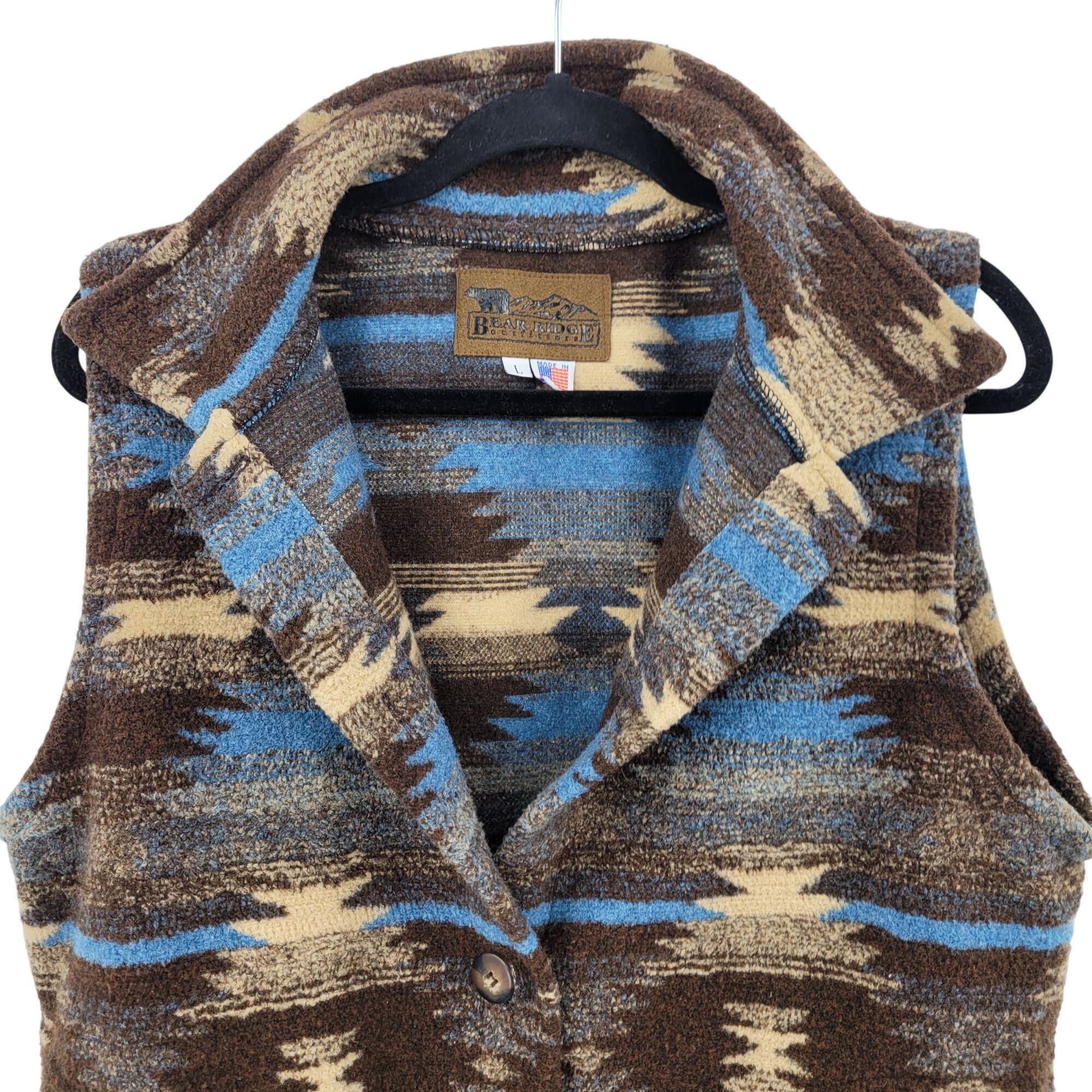 Vintage Vtg Bear Ridge Southwestern Teddy Bear Vest Sz L Brown Blue Size L / US 10 / IT 46 - 4 Thumbnail