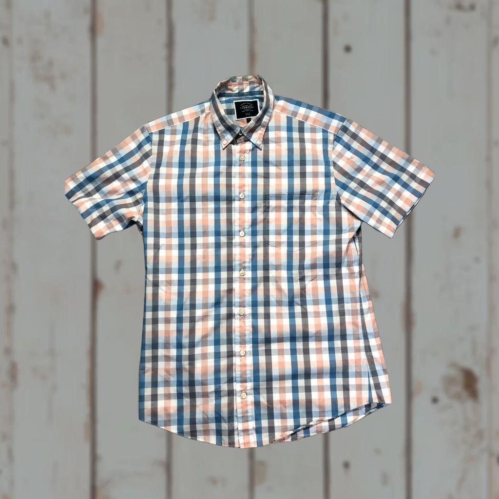 Charles Tyrwhitt Charles Tyrwhitt Shirt Mens M Multicolor Check Short Sleeve Button-Down Non-Iron Slim Fit Size US M / EU 48-50 / 2 - 1 Thumbnail