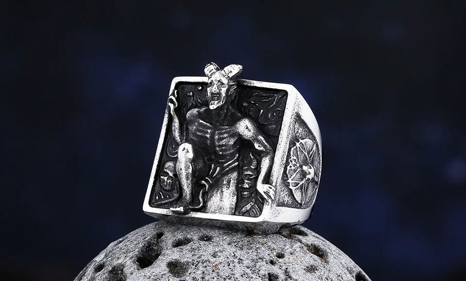 Jewelry Satanic Baphomet Goat Ring Size ONE SIZE - 3 Thumbnail