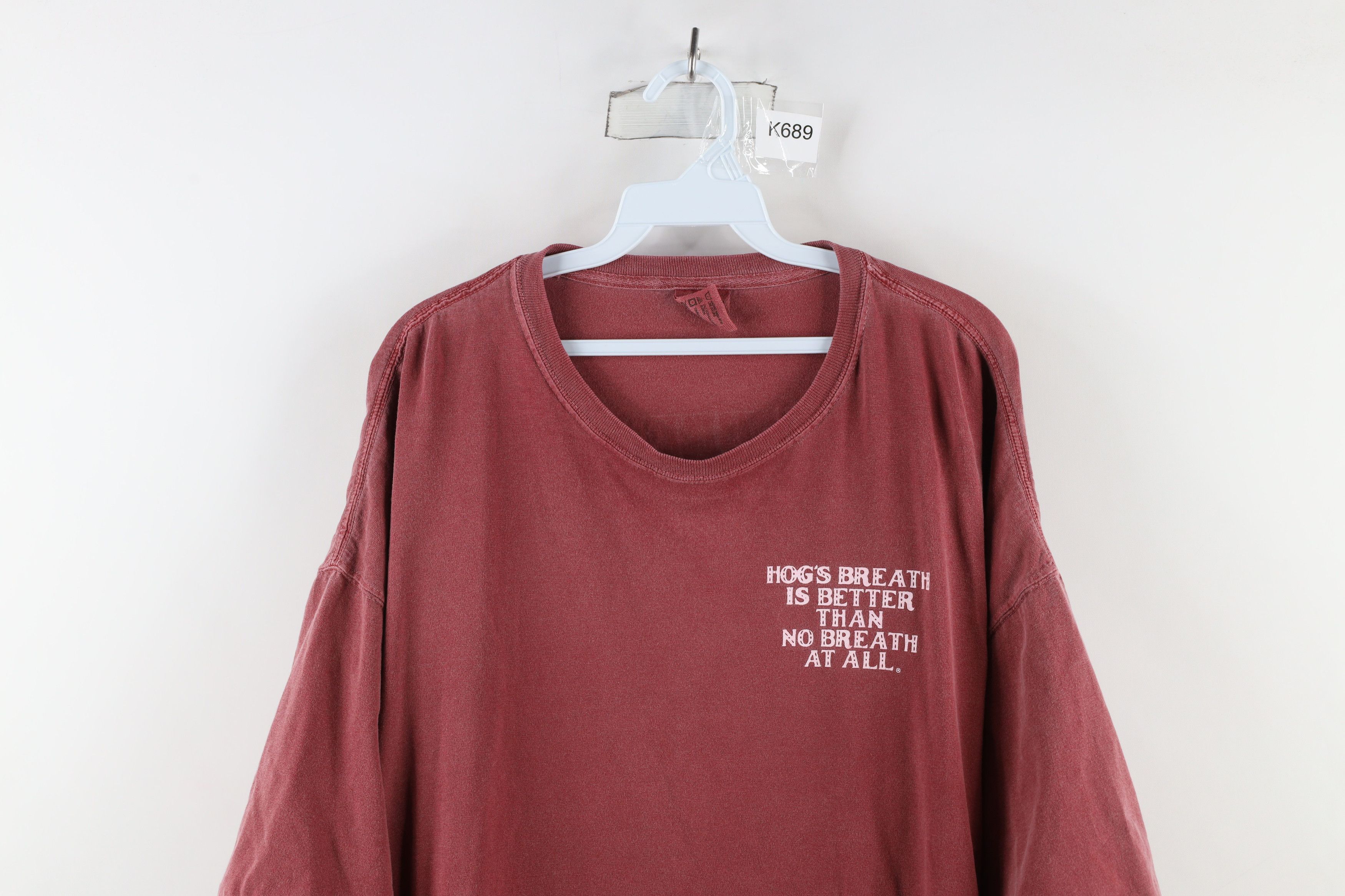 Vintage Vintage Y2K Streetwear Stonewash Breath Saloon T-Shirt Red Size US XXL / EU 58 / 5 - 2 Thumbnail