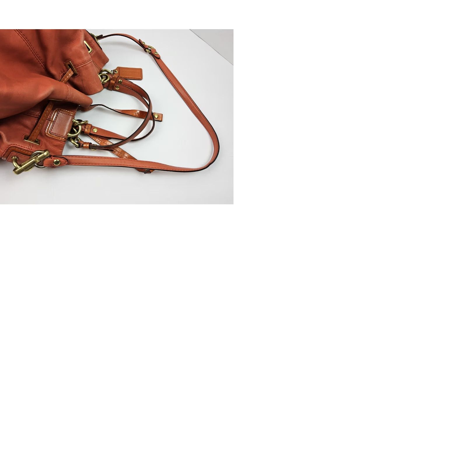 Coach Coach Shoulder Bag Large Orange Peyton Drawstring Leather Womens Size ONE SIZE - 12 Thumbnail