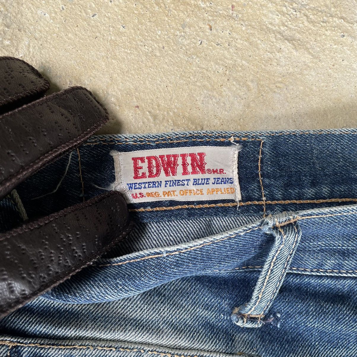 If Six Was Nine Rare Vintage 80s Edwin Distressed Flare Faded Mud Wash Denim Size US 31 - 14 Thumbnail