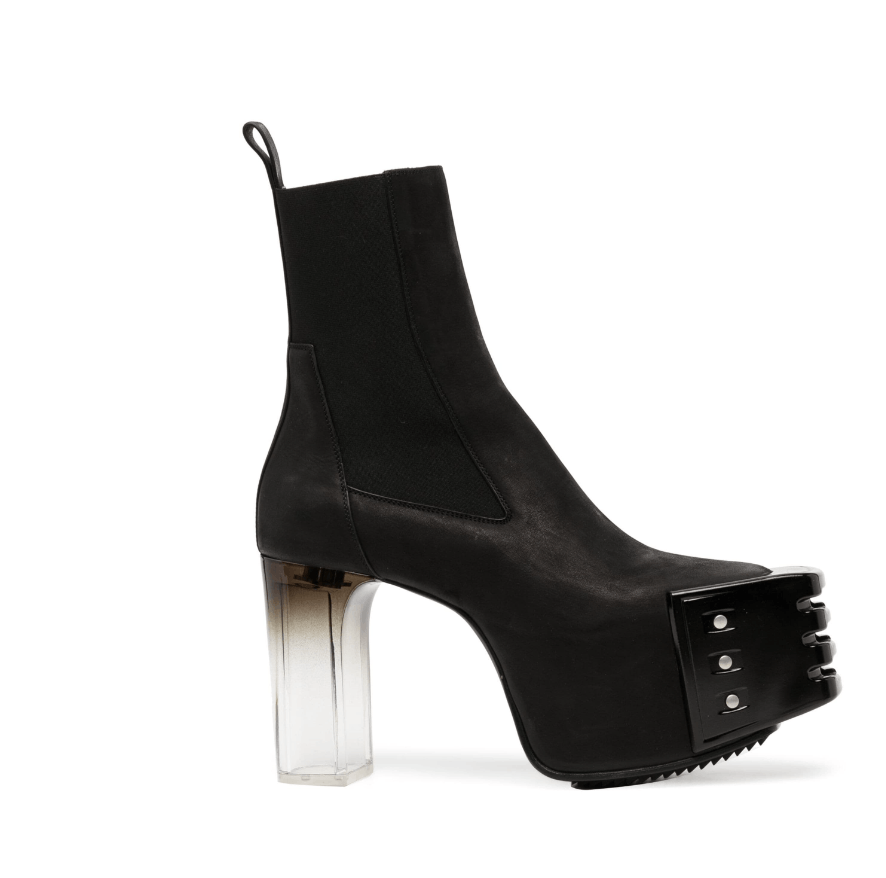 image of Ss23 Rick Owens "edfu" Grilled Platforms Kiss Boots 44 in Black, Men's (Size 11)