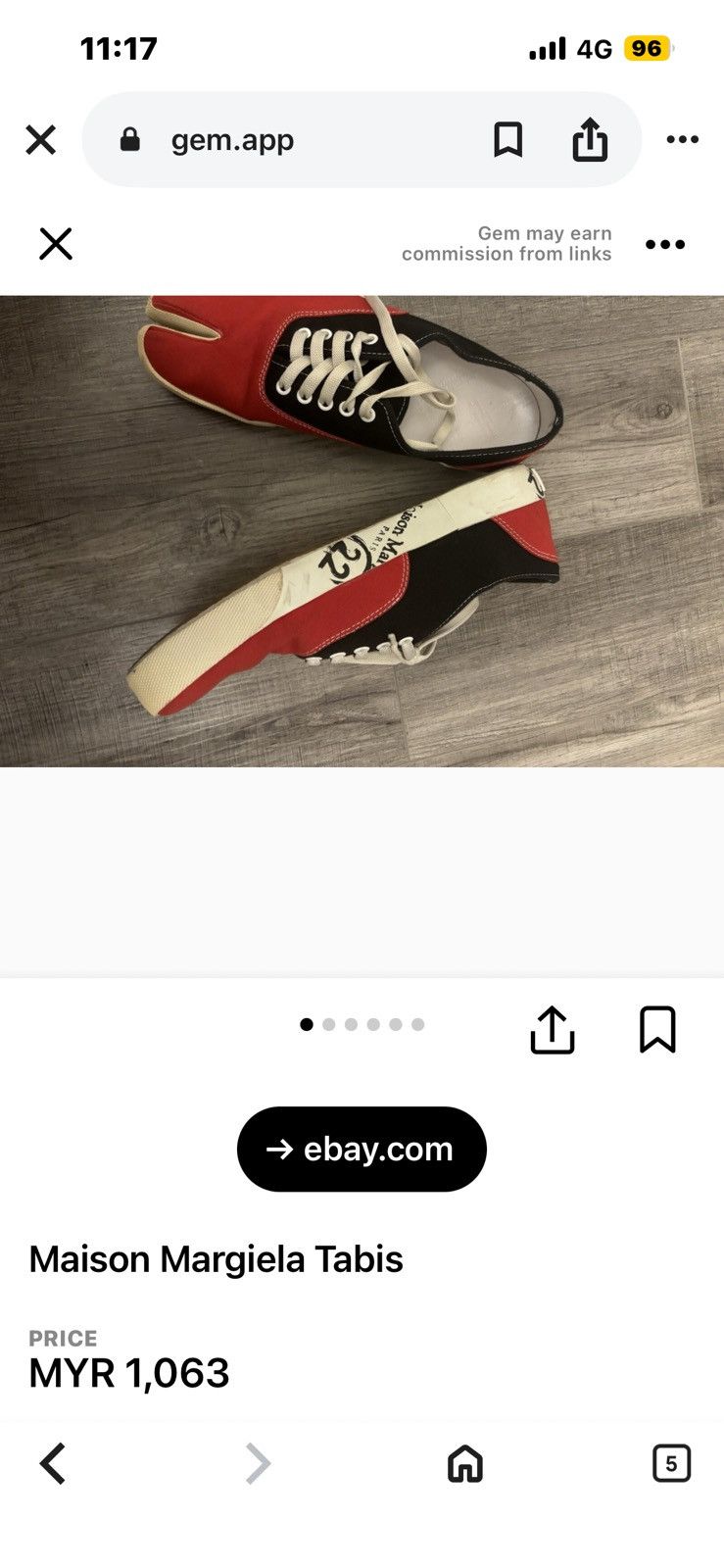Maison Margiela Maison Margiela Tabi Canvas Sneakers EU:40 RED Size US 7 / EU 40 - 17 Thumbnail