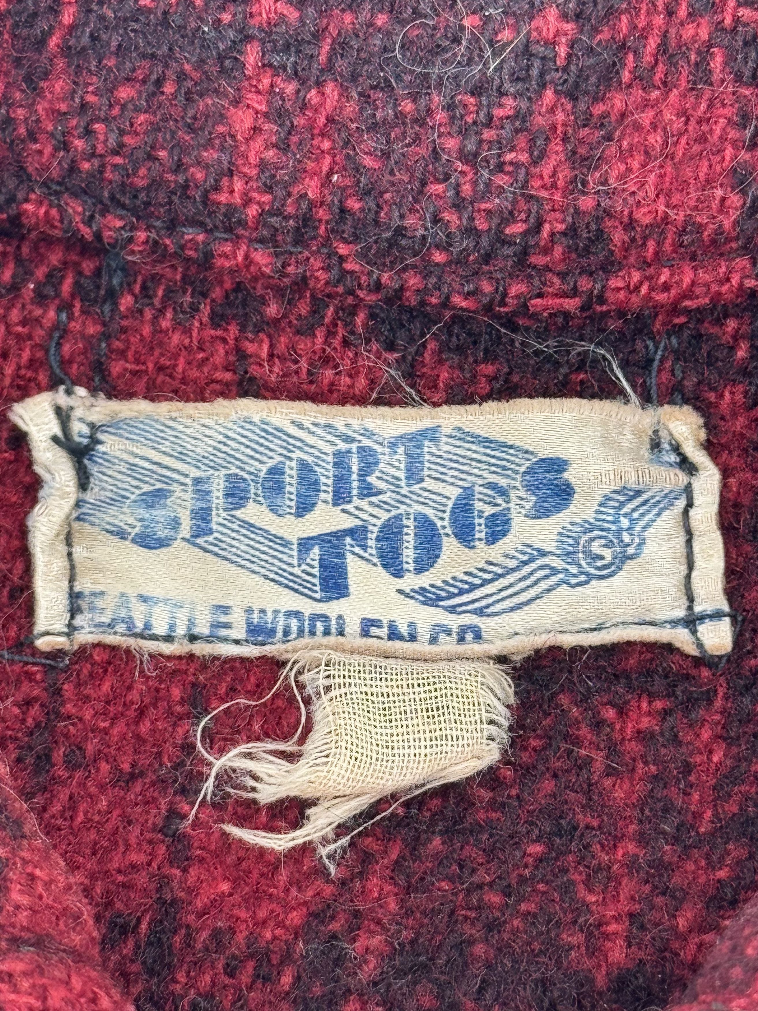 Vintage 1940s Vintage Sport Togs Seattle Woolen Red Jacket 40s Small Size US S / EU 44-46 / 1 - 4 Thumbnail