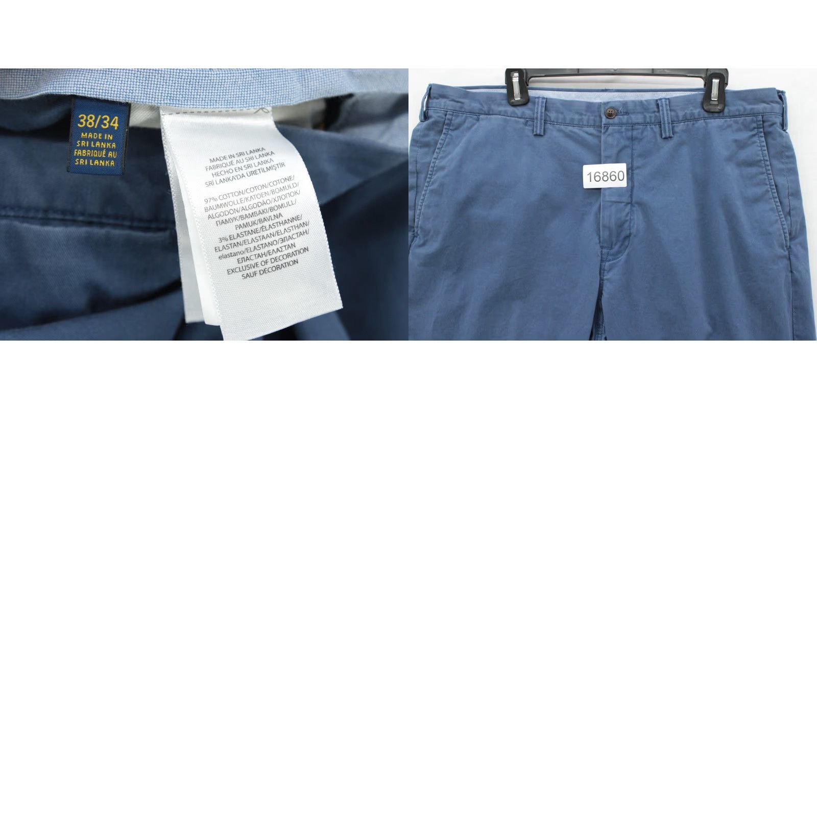 Polo Ralph Lauren Polo Ralph Lauren Pants Mens 38 X 34 Blue Stretch Straight Fit Chino Trouser Size US M / EU 48-50 / 2 - 8 Thumbnail