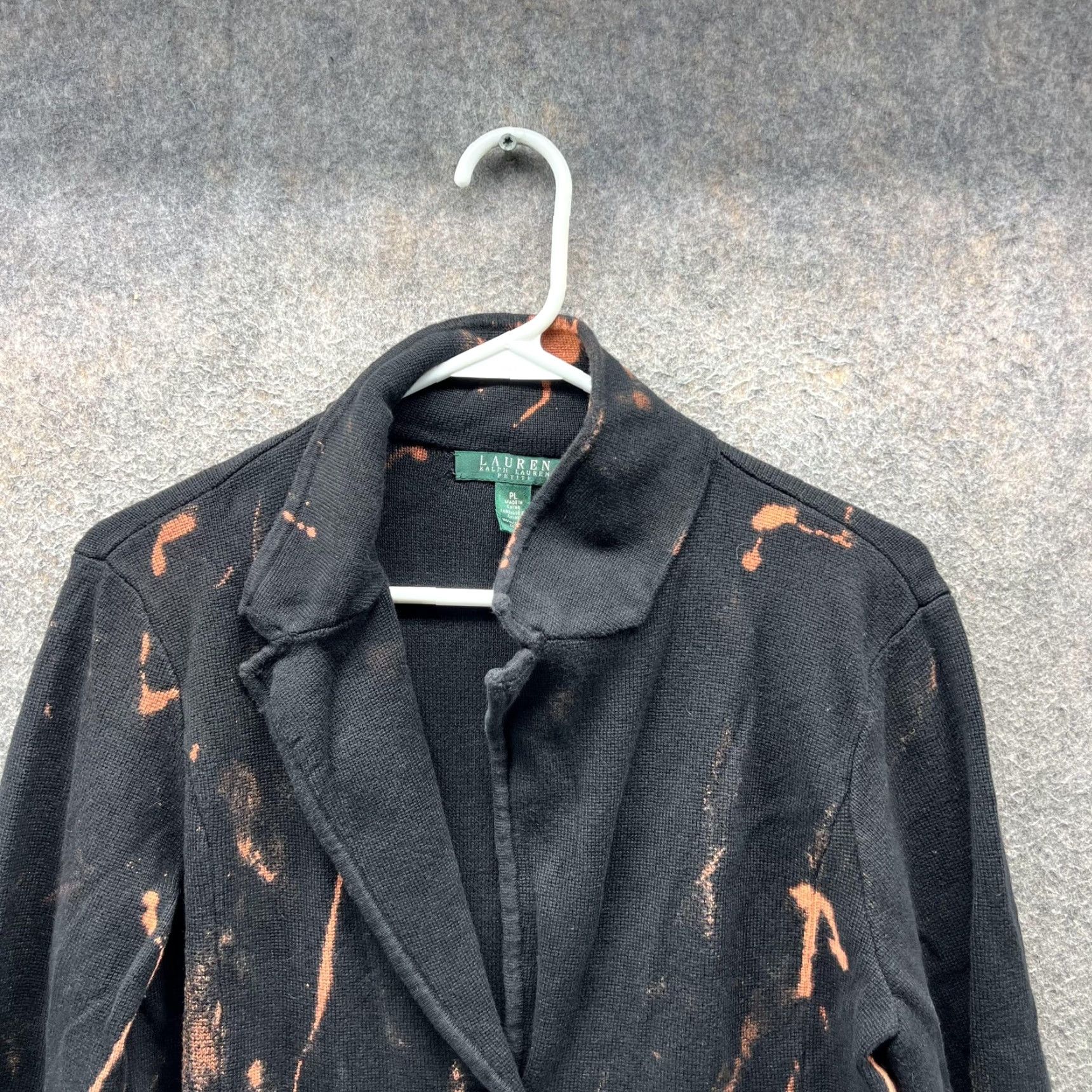 Ralph Lauren VINTAGE Lauren Ralph Lauren Blazer Womens Petite Large Black Knit Bleach Stain Jacket Size L / US 10 / IT 46 - 3 Thumbnail