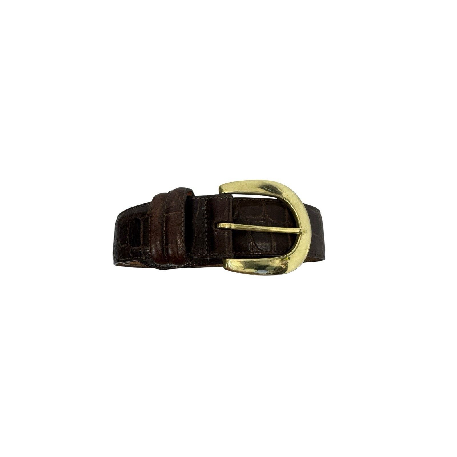 Brighton Brighton Leather Croc Embossed Belt Brass Buckle M Vintage Size ONE SIZE - 4 Thumbnail