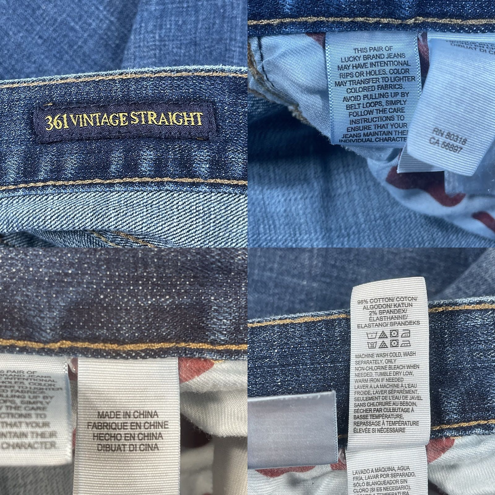 Lucky Brand Lucky Brand Jeans Mens 30Wx32L 361 Vintage Straight Fit Stretch Blue Denim Pants Size US 30 / EU 46 - 9 Thumbnail