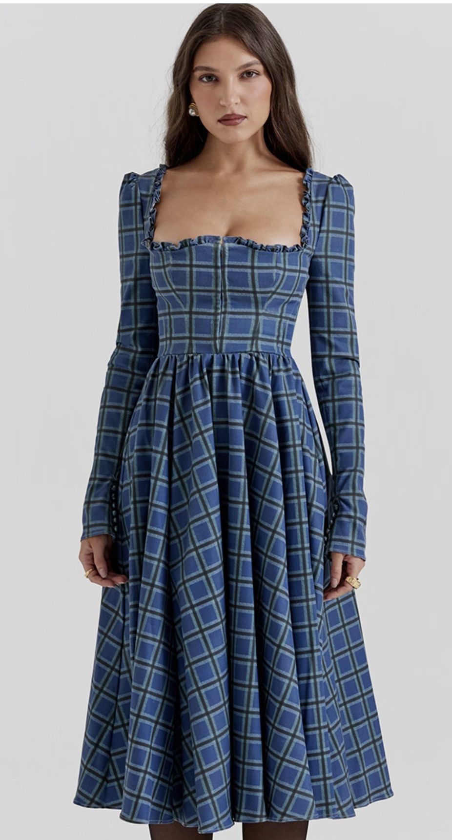House of CB House of CB DELIA Blue TARTAN Midi Dress size M Size M / US 6-8 / IT 42-44 - 1 Thumbnail