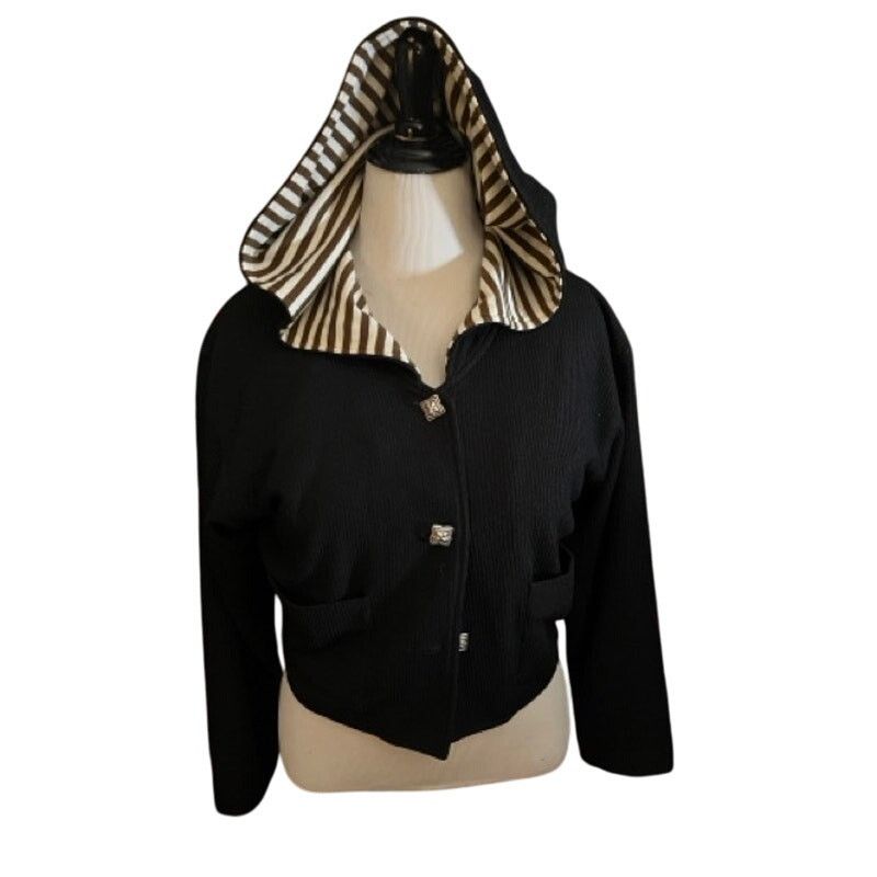 Other Vintage and very elegant black hoodie with strip lining Size M / US 6-8 / IT 42-44 - 1 Thumbnail