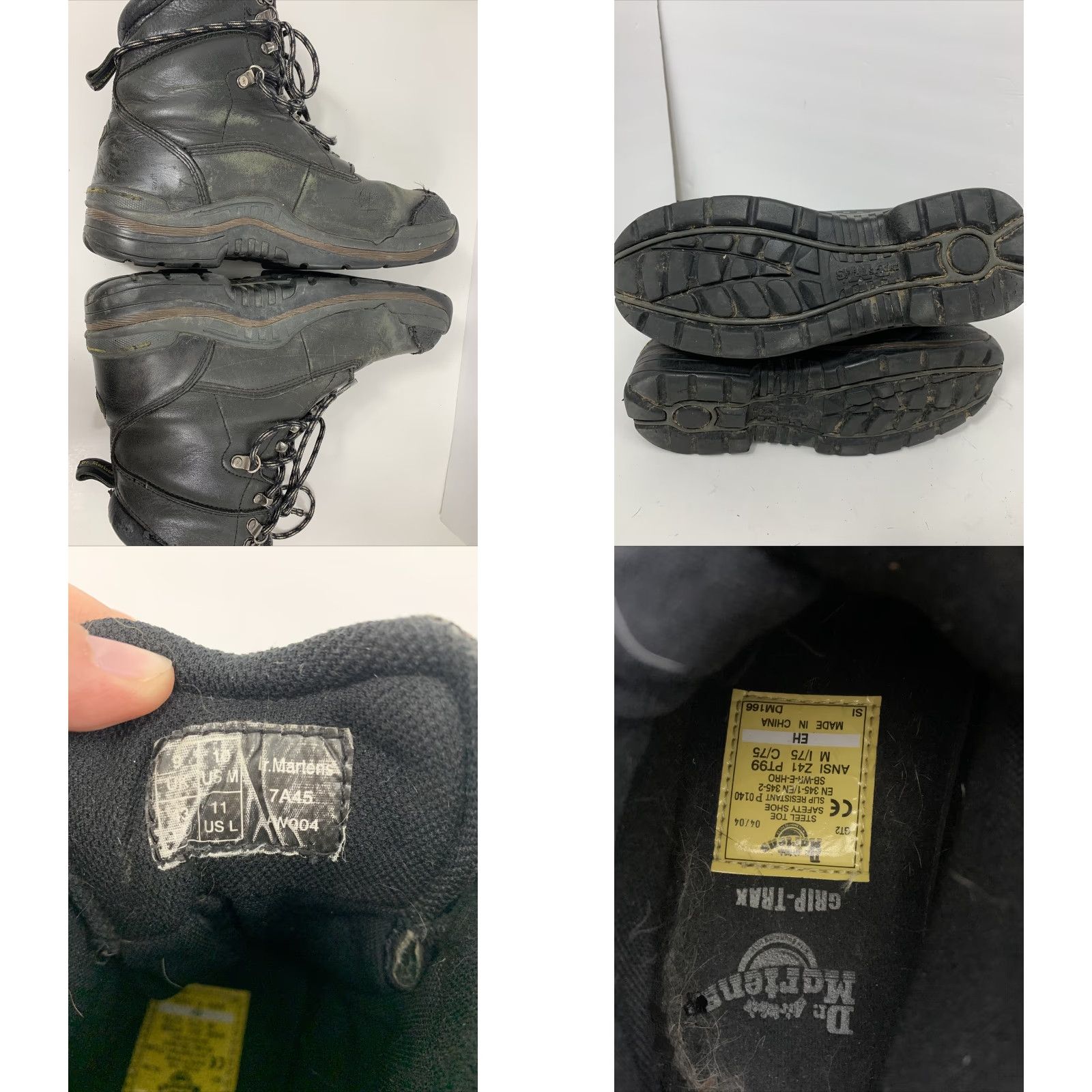 Dr. Martens VINTAGE Dr Martens Mens 10 Industrial Waterproof Steel Toe Boots Grip Trak Black 7A45 Size US 9 / EU 42 - 8 Thumbnail
