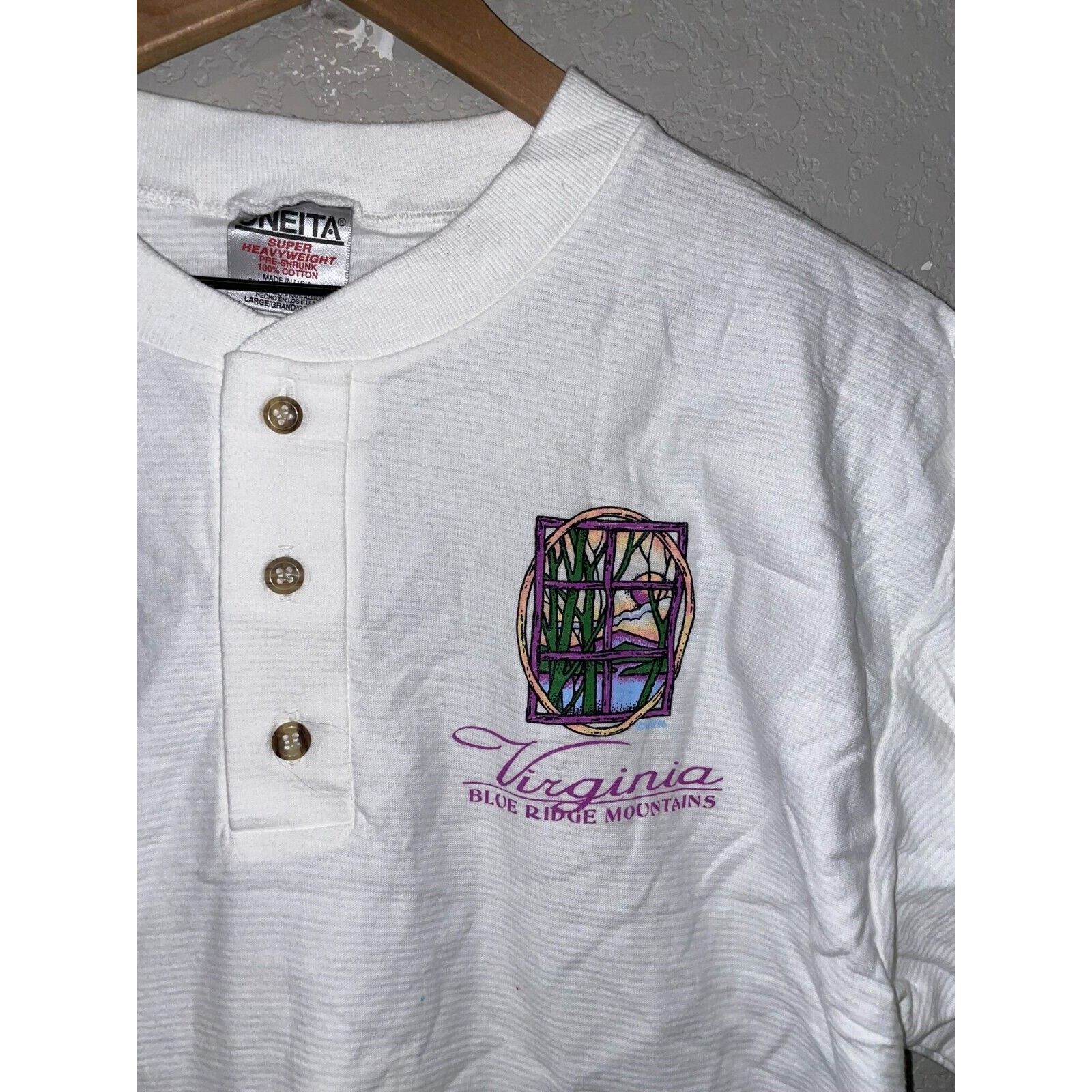 Vintage 90s Virginia Blue Ridge Mountains 1/4 Button White Shirt Size US L / EU 52-54 / 3 - 2 Thumbnail