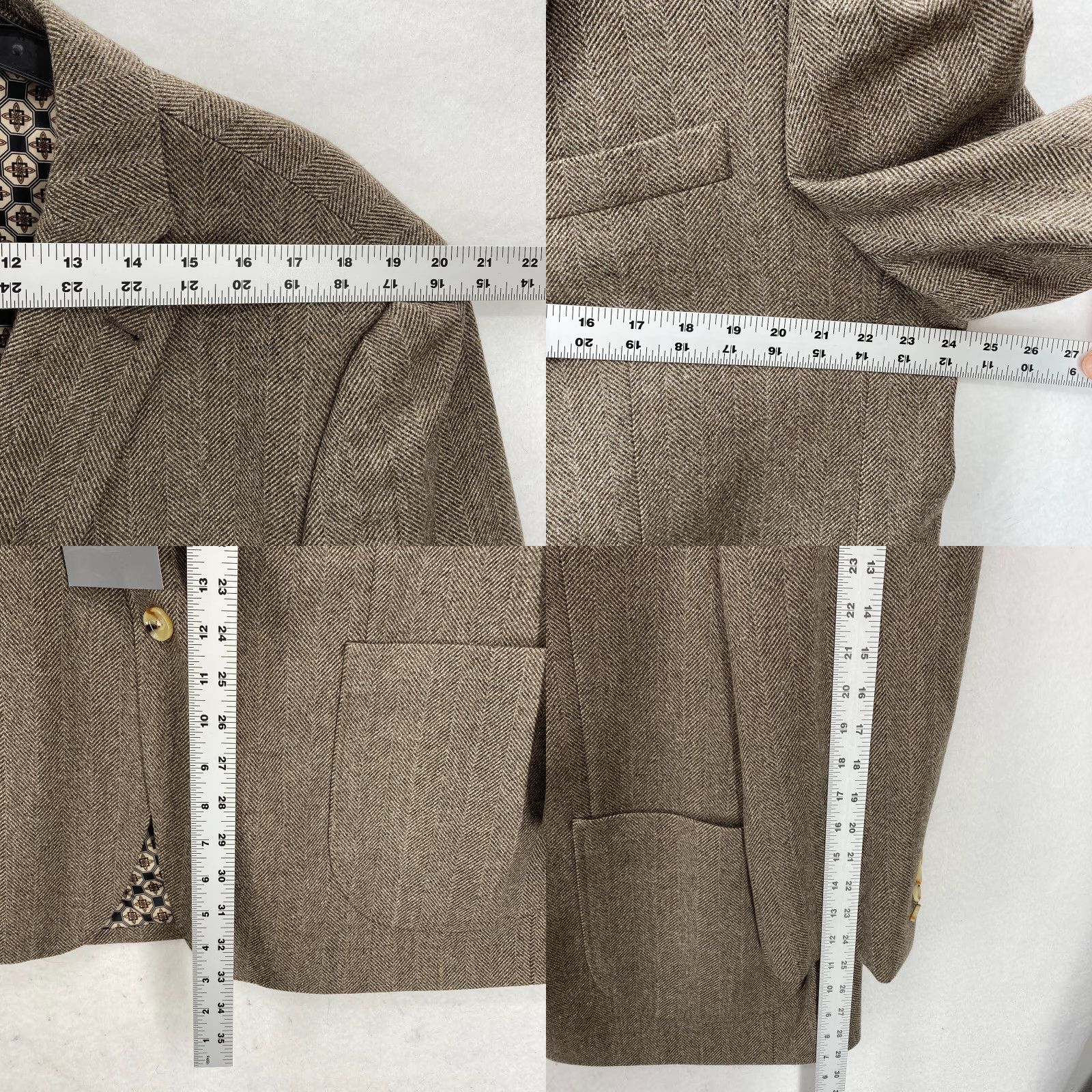 Vintage INDOCHINO Newbury 66 Blazer Jacket Mens 48 Brown Wool Herringbone NWT Sport Coat Jacket Mens 48 Brown Wool Herringbone NWT Size 48R - 9 Thumbnail
