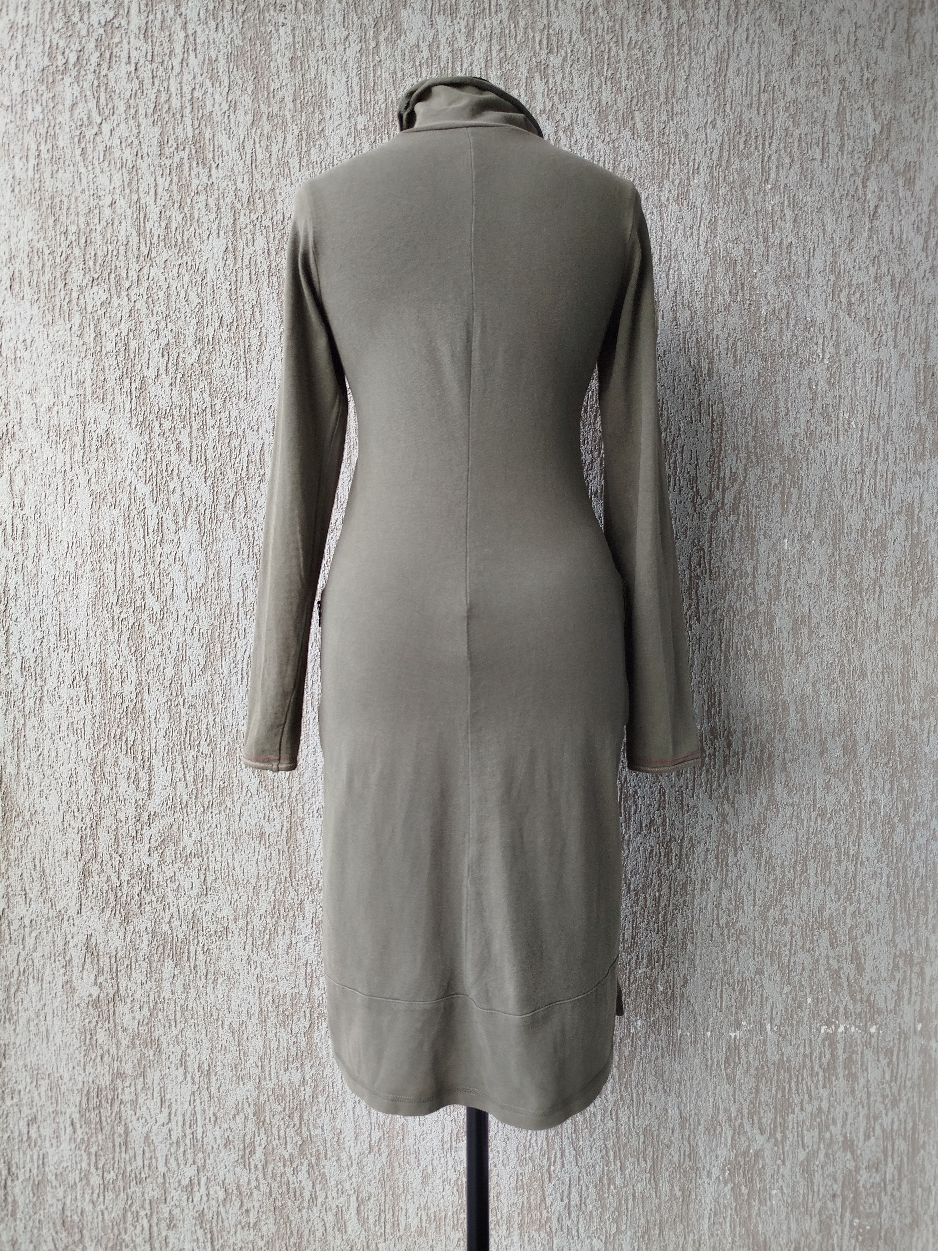 Marithe + Francois Girbaud Dress Long Sleeve Turtleneck Khaki Pockets Vintage Cotton Size S / US 4 / IT 40 - 9 Thumbnail