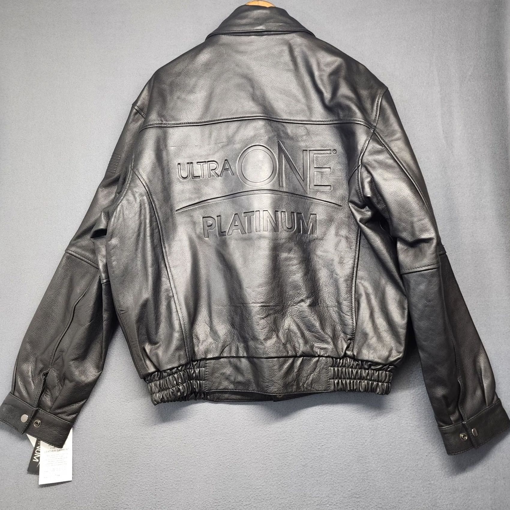 Vintage Ultra One Platinum Leather Coat Jacket XL Black Bomber Biker Moto TA Petro NEW Size US XL / EU 56 / 4 - 2 Thumbnail