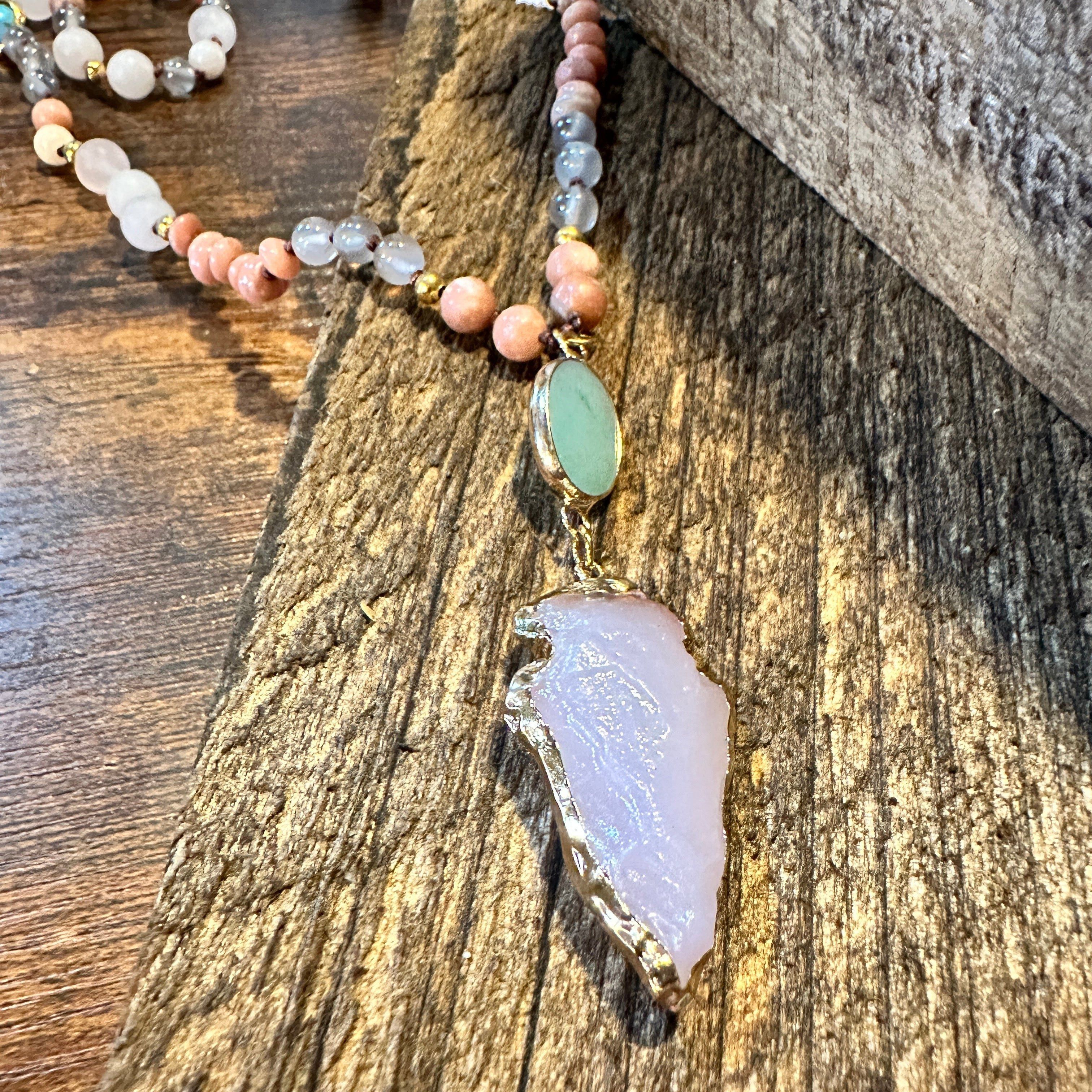 Other Handmade Boho Natural Stone Bead Necklace, Arrow Pendant Nec Size ONE SIZE - 7 Thumbnail